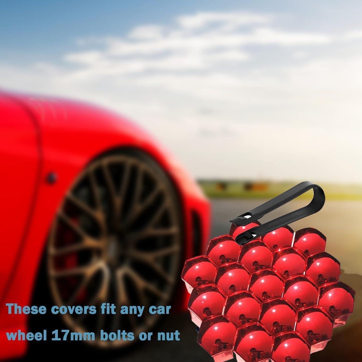 Cubiertas de Tuercas de Rueda 17mm Jannity 20 Piezas Rojo