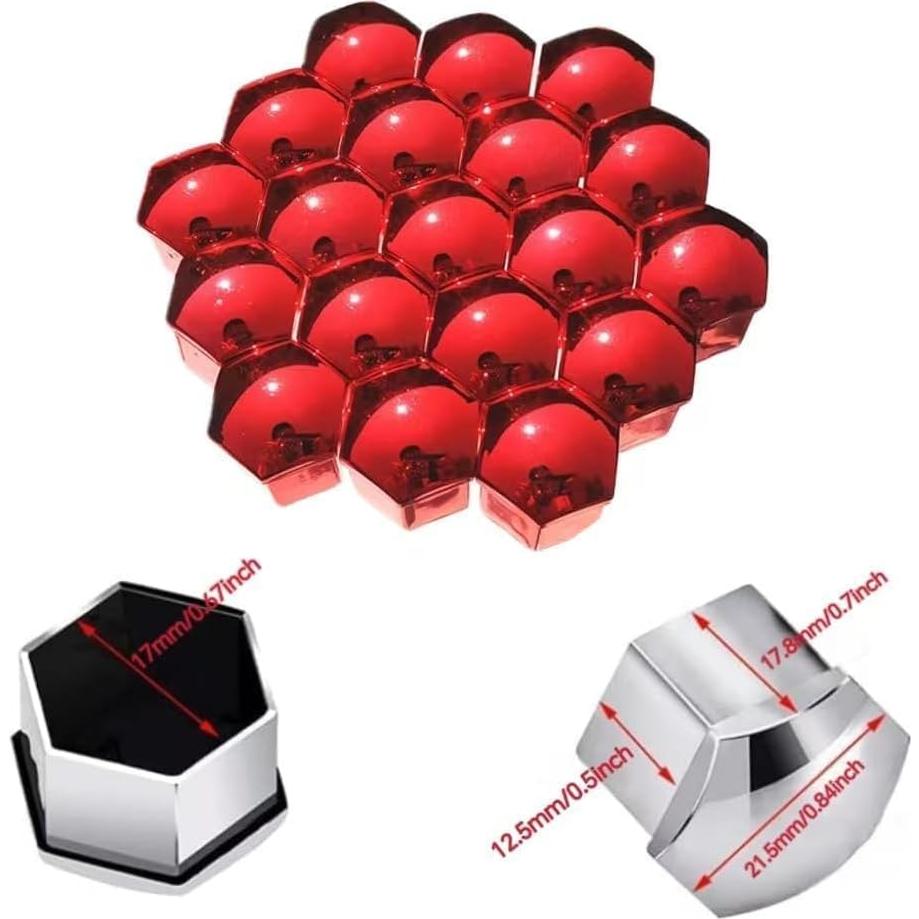 Cubiertas de Tuercas de Rueda 17mm Jannity 20 Piezas Rojo