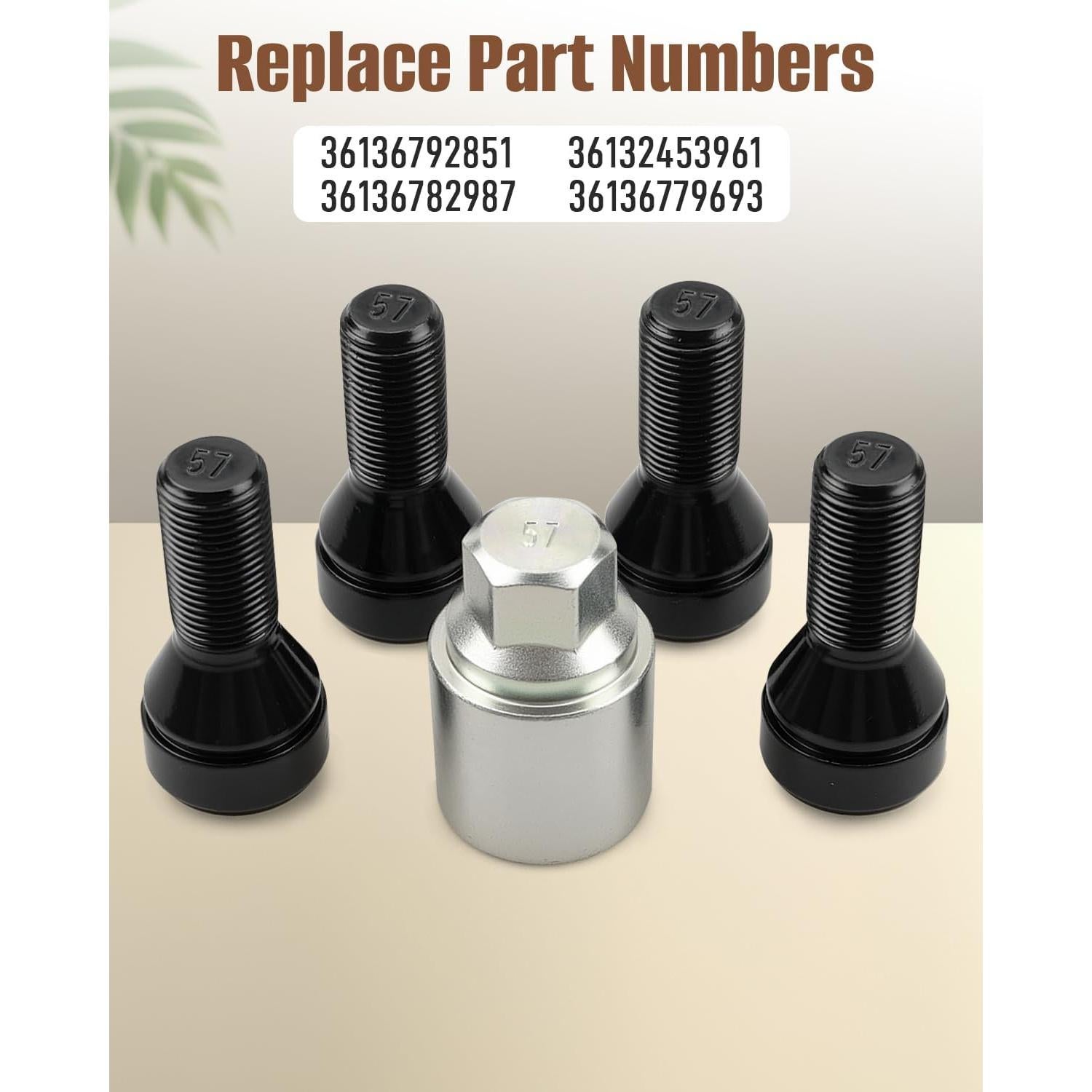 5 Tuercas de Rueda Antirrobo JUWEVAZU M14x1.25 para BMW