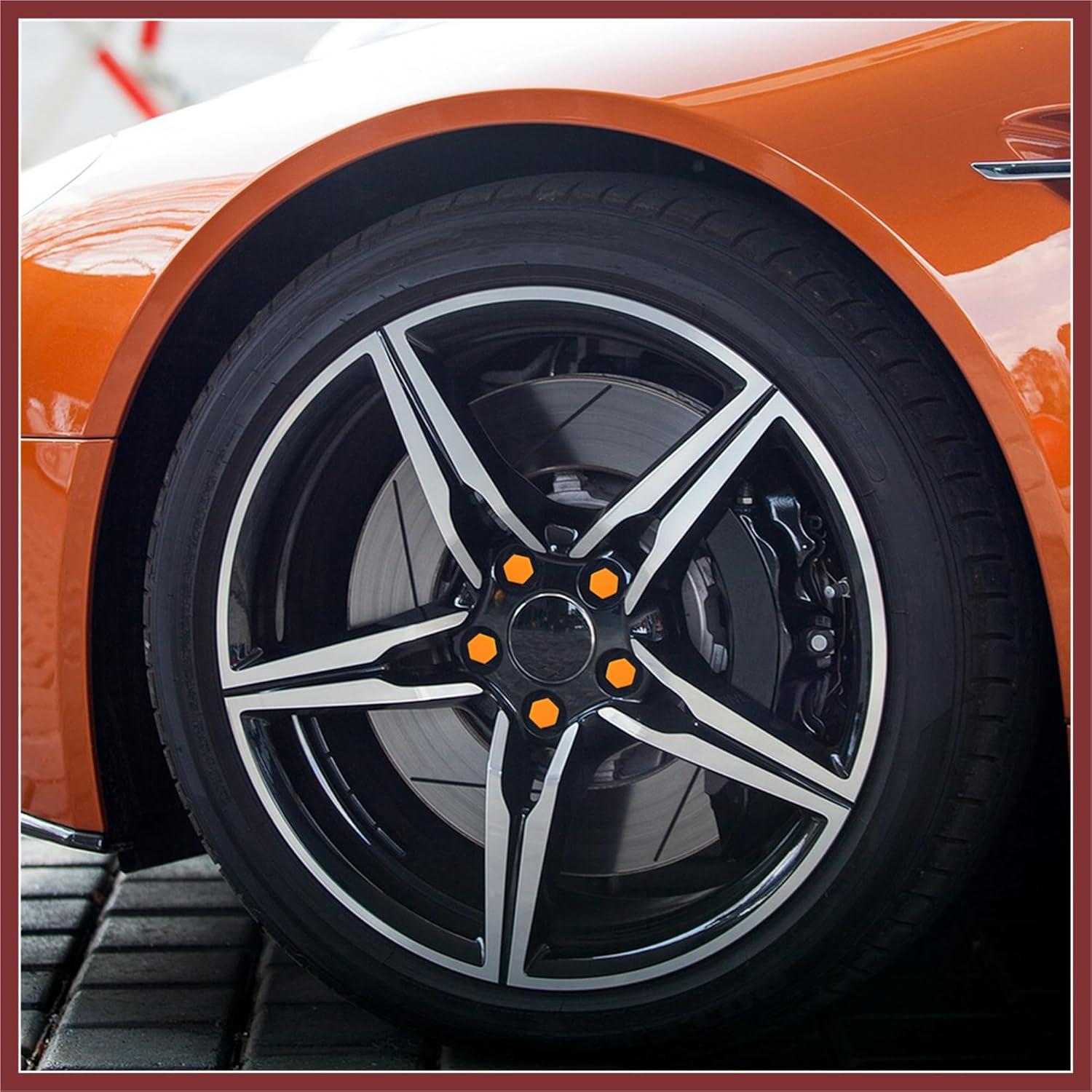 20 Cubiertas de Tornillos de Rueda HEROFFIX 21mm Naranja Silicona