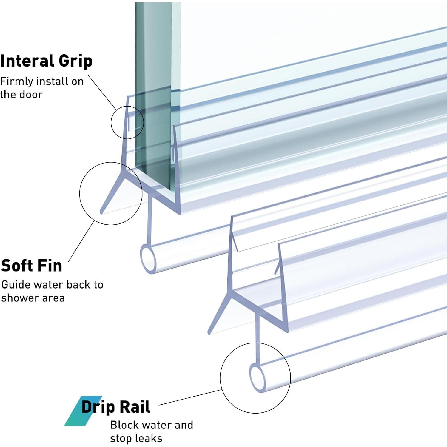 Sello Inferior de Puerta de Ducha FCSOTSPS 2PCS 11mm x 91cm