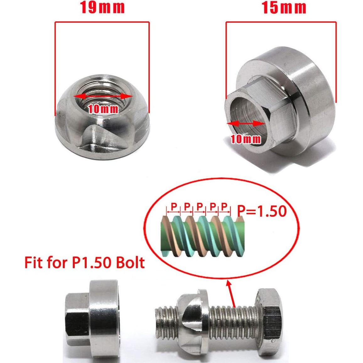 Tuercas de Bloqueo Antirrobo Lightronic M10 Acero Inoxidable