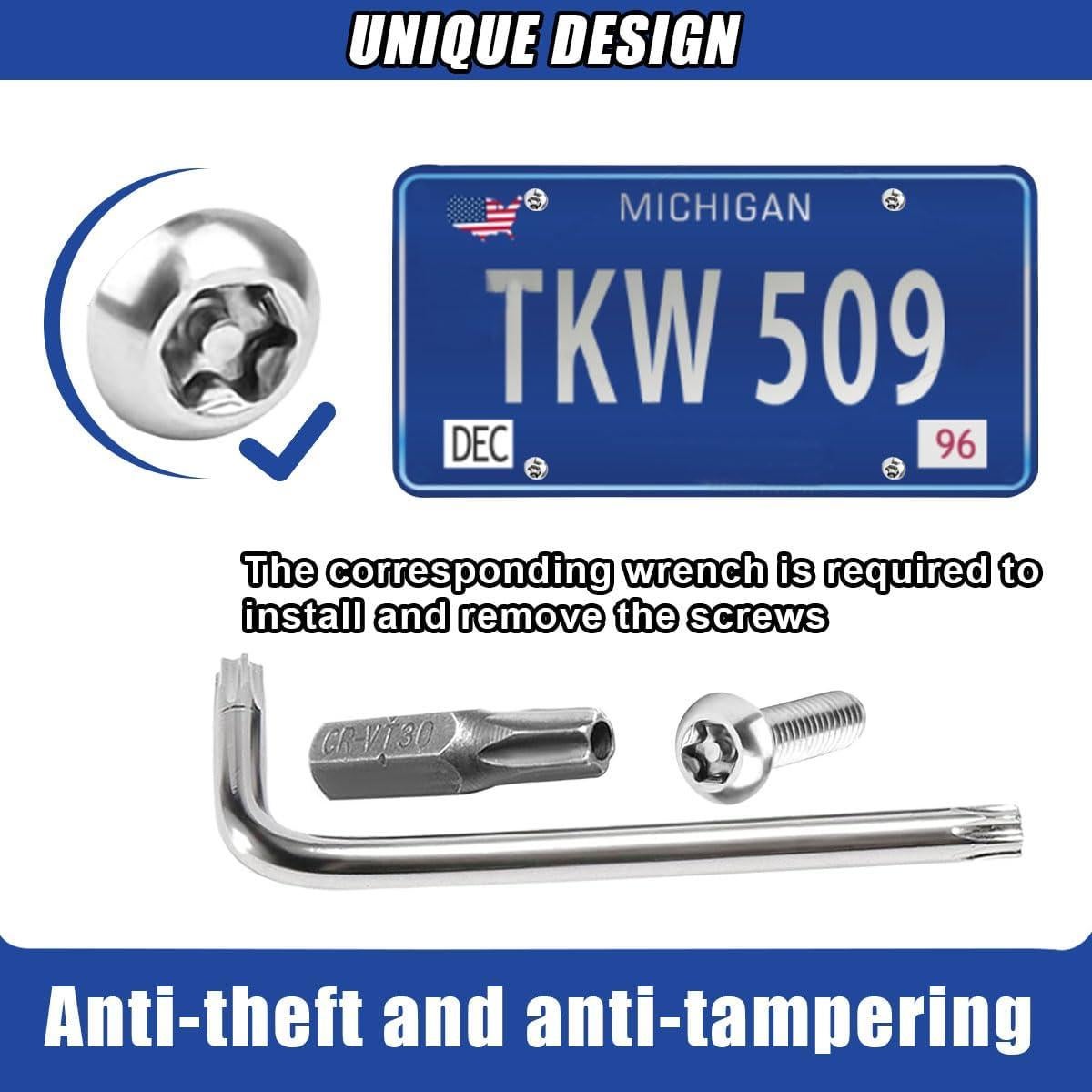 Kit de Tornillos Antirrobo DUSCOKE para Placas de Licencia 4 Pzas