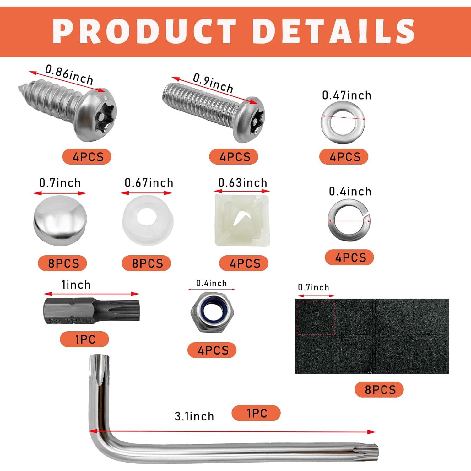 Tornillos Antirrobo para Placas de Matrícula Sylvil Plata M6