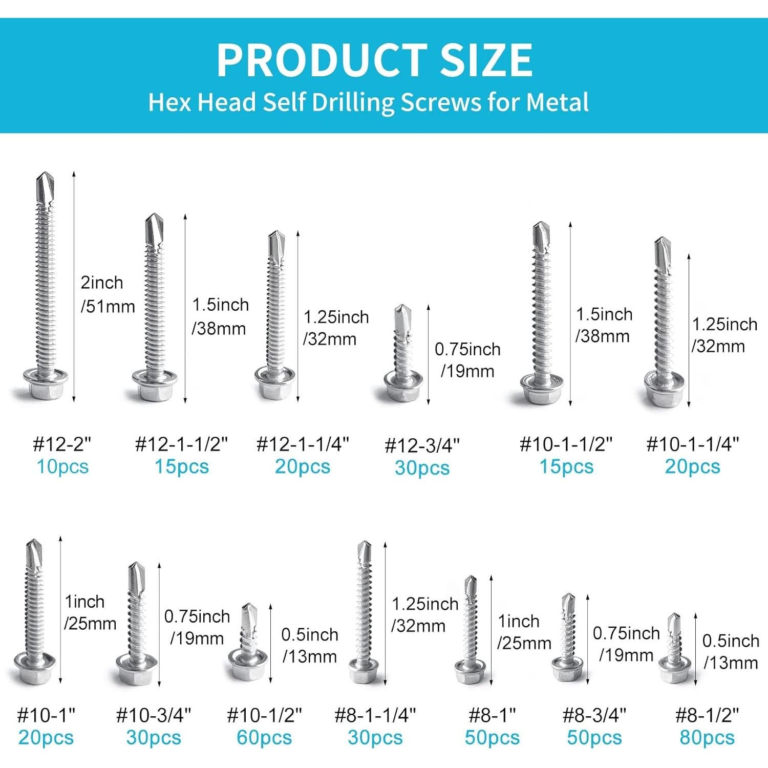 Juego de Tornillos Autoperforantes TrivdPro 430 Pcs Acero Inoxidable