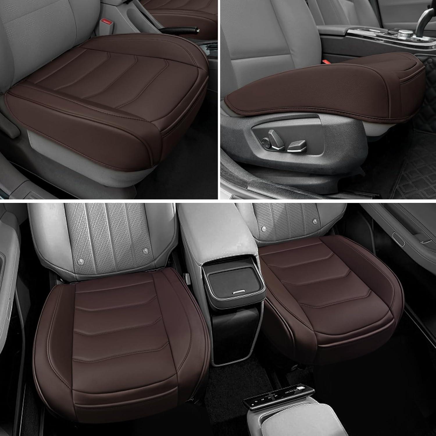 Funda de Asiento de Coche BOPUOVRE Cuero Sintético Café 1 Pieza