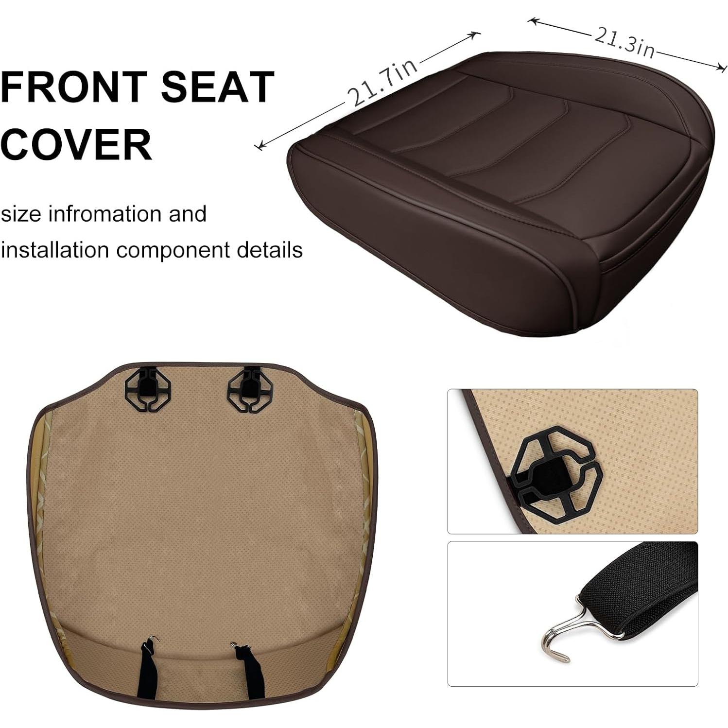 Funda de Asiento de Coche BOPUOVRE Cuero Sintético Café 1 Pieza