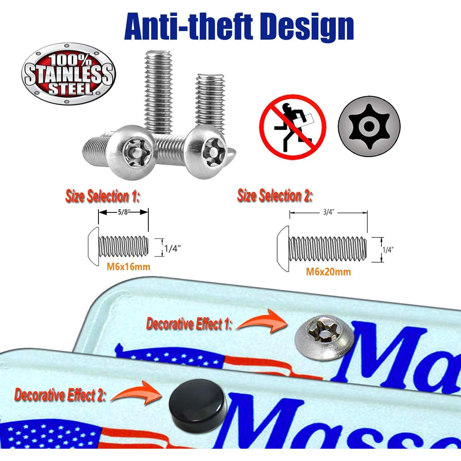 Tornillos Antirrobo para Placas de Matrícula PRUST M6 6mm