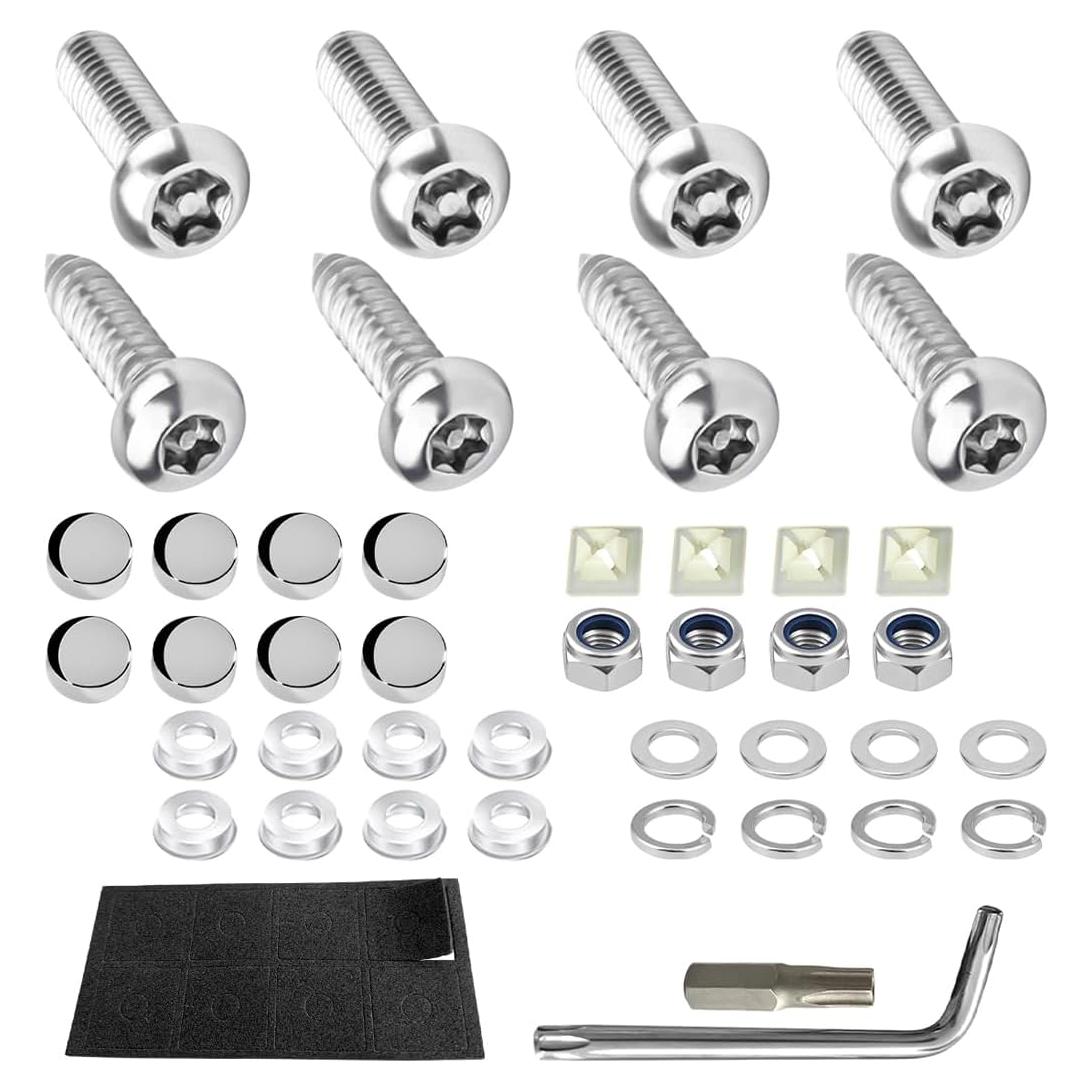 Kit de Tornillos Antirrobo para Placas de Licencia LKAHG Plata