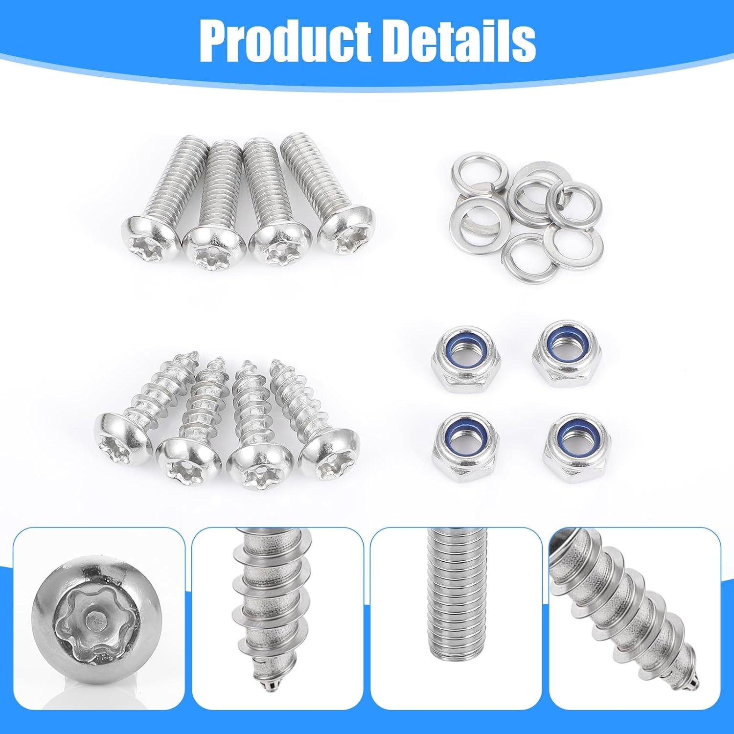 Kits de Tornillos Antirrobo para Placas de Licencia HJZHII Plata