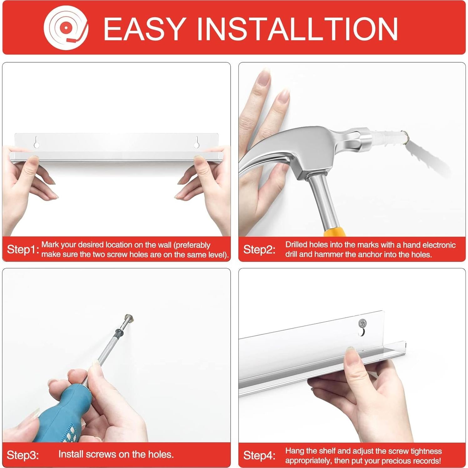 Estante de Pared ULENDIS para Discos de Vinilo Pack de 8