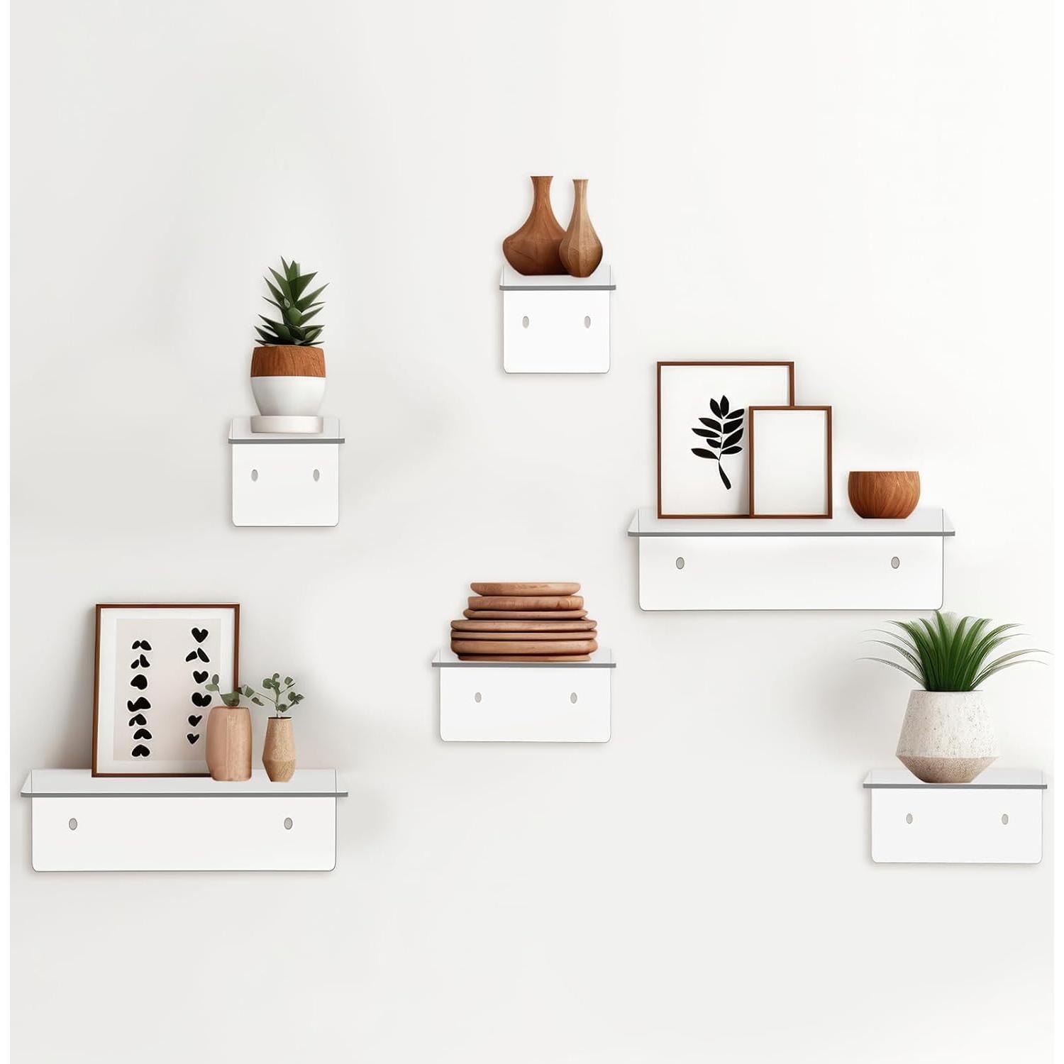 Estantes Flotantes Acrílico Transparente Pinkunn 6 Piezas 10-23 cm