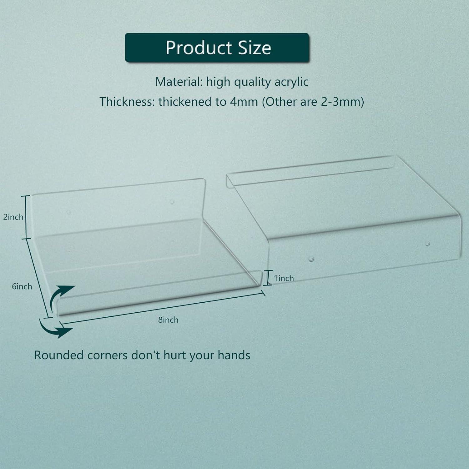 Estantes Acrílicos Flotantes DingCo 20x15 cm Paquete de 4