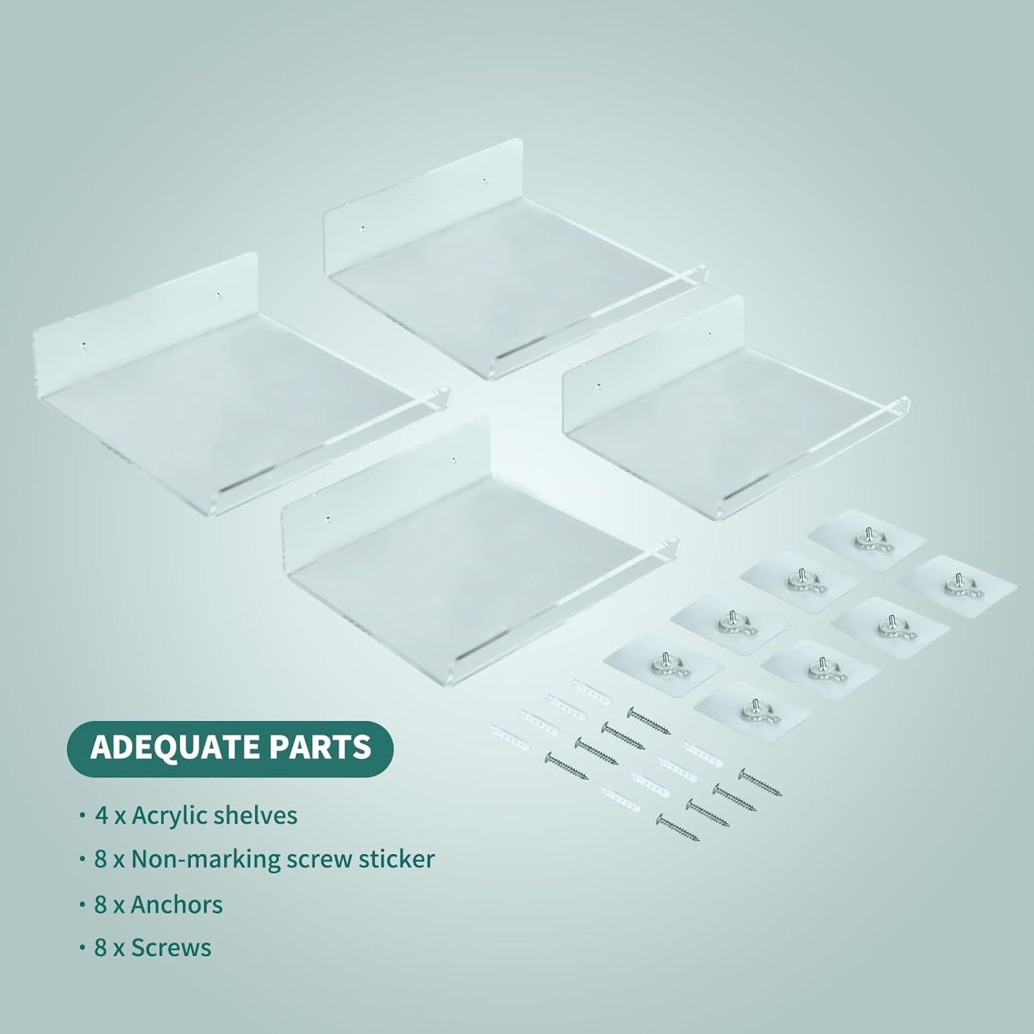 Estantes Acrílicos Flotantes DingCo 20x15 cm Paquete de 4