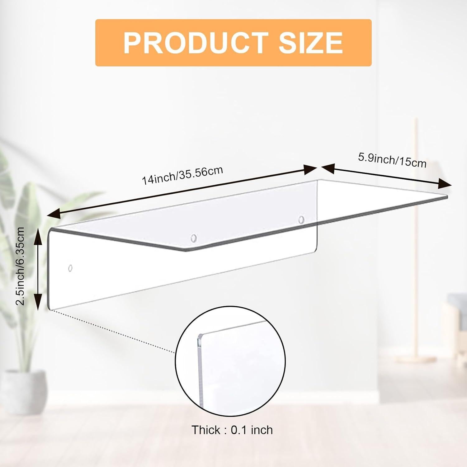 Estantes Flotantes Acrílicos Merkaunis 8 Pcs 35.56x14.99 cm