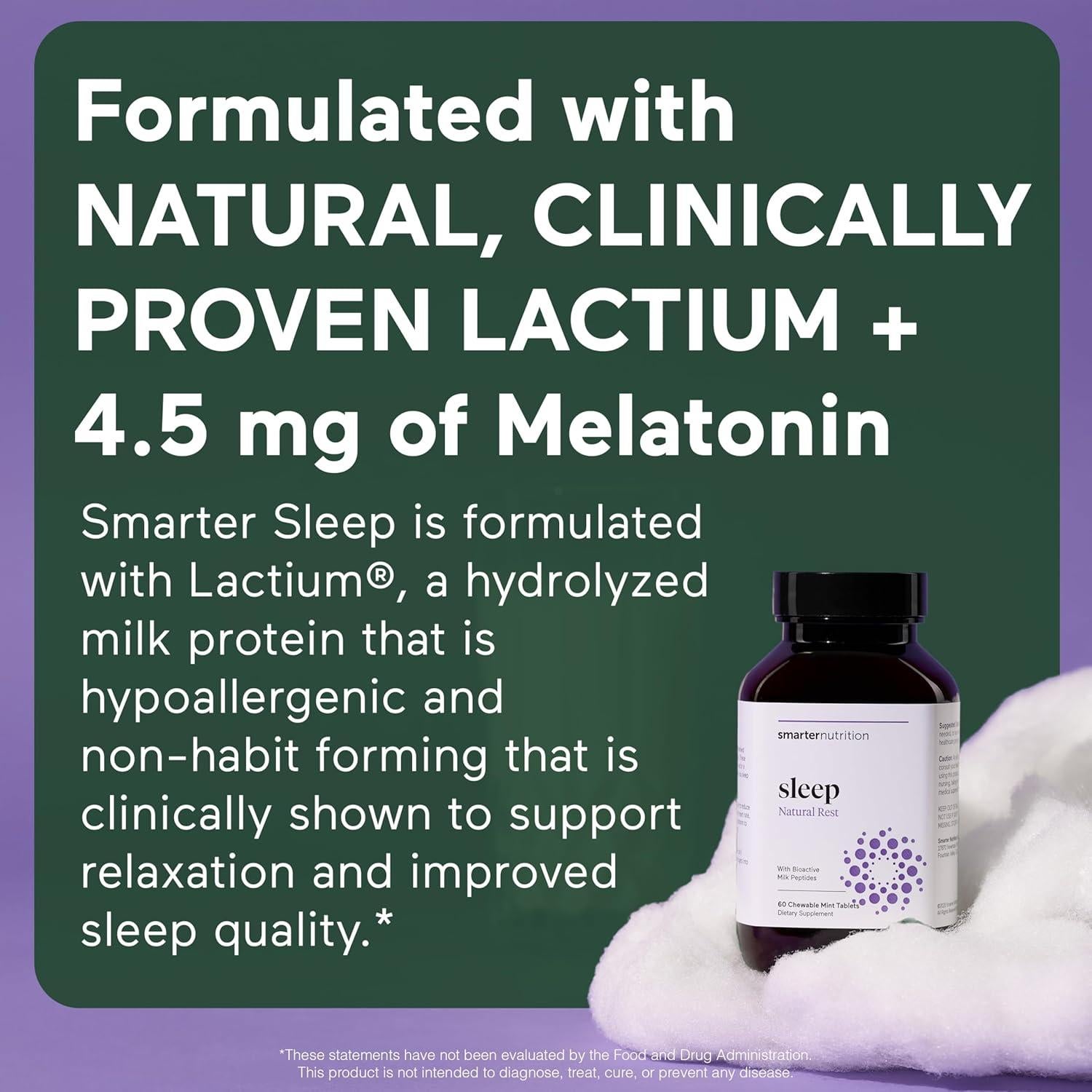 Tabletas de Melatonina Smarter Sleep 4.5 mg Sabor Menta 60 Unidades
