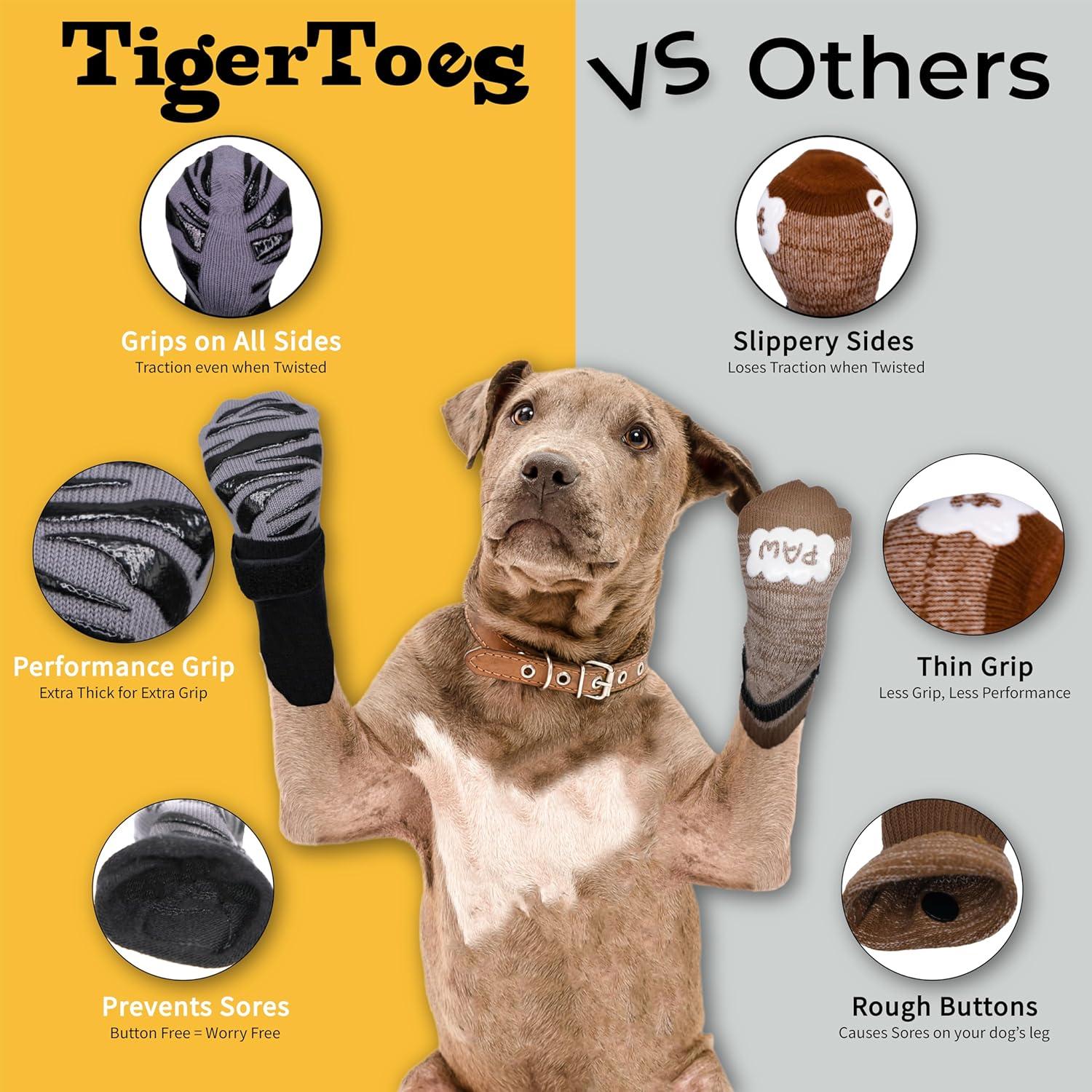 Calcetines Antideslizantes DOK TigerToes para Perros Grandes - Agarre Extra-Grueso