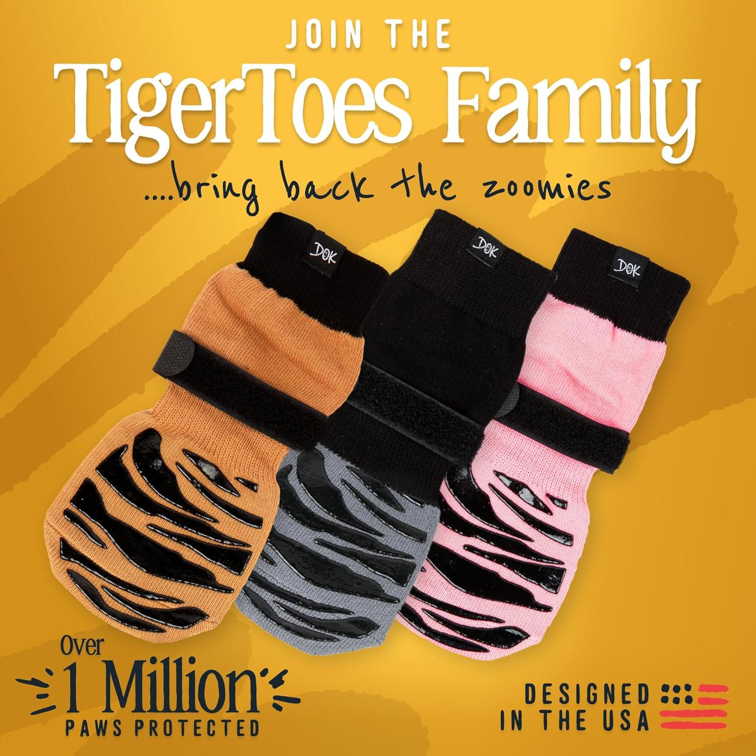 Calcetines Antideslizantes DOK TigerToes para Perros Grandes - Agarre Extra-Grueso