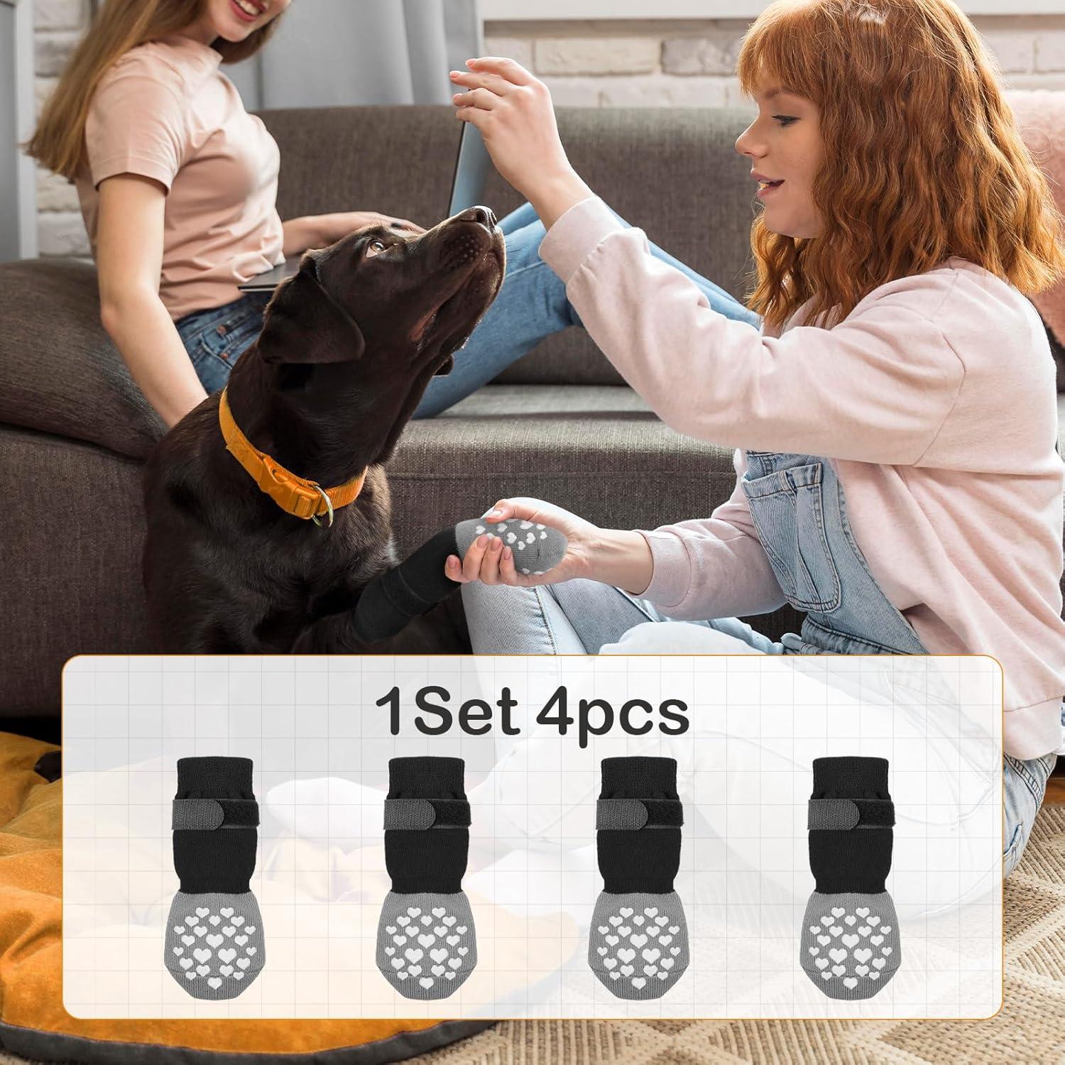 Calcetines Antideslizantes para Perros MBTWZ Negro L - 2 Pares