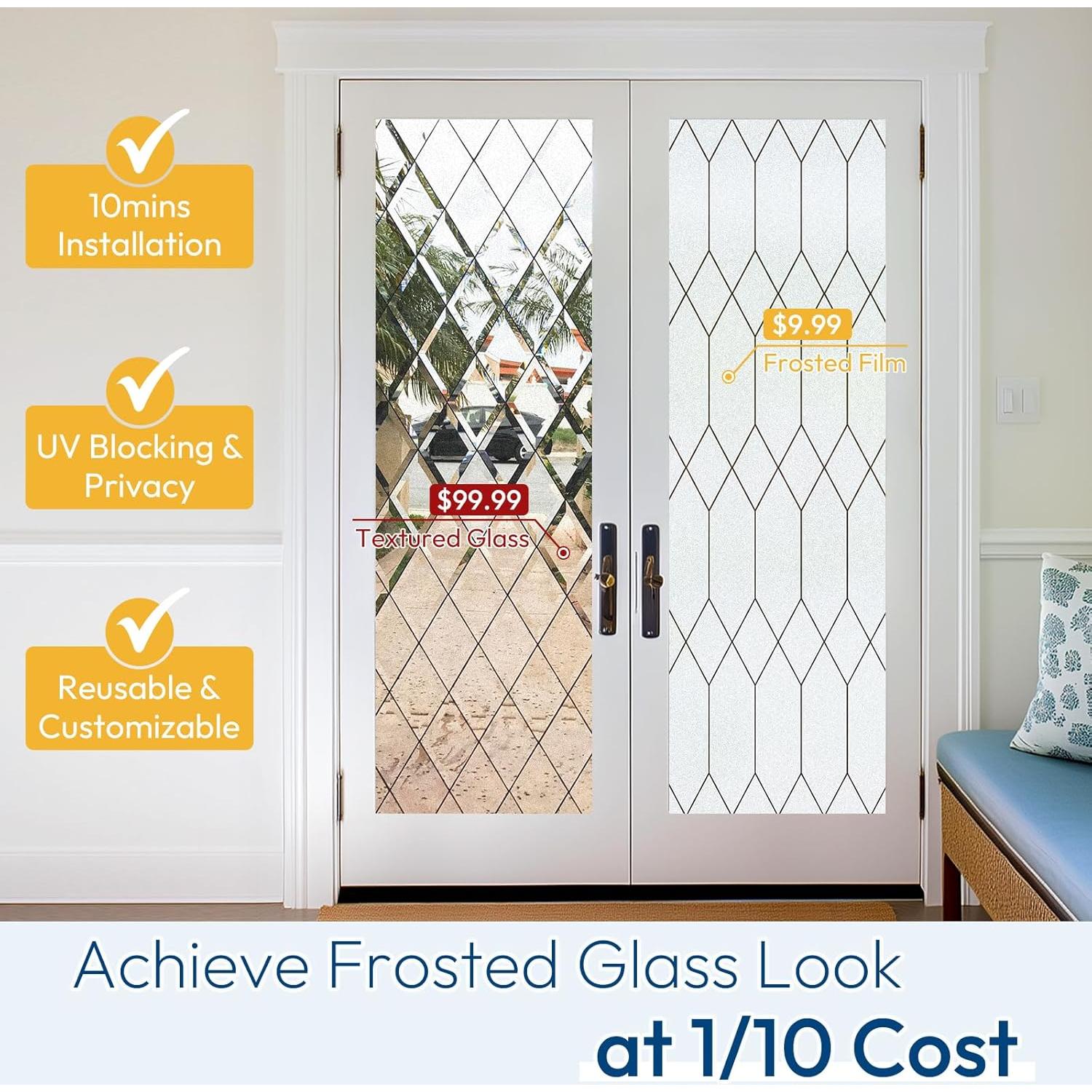 Película de Privacidad Rabbitgoo 44.5x200 cm Esmerilada Lattice