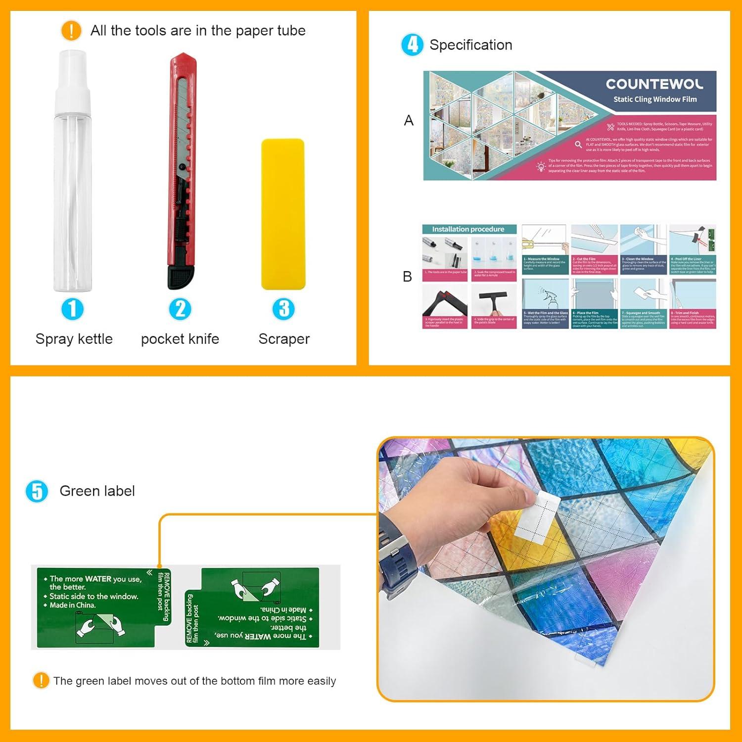 Película de Ventana Privada Arcoíris COUNTEWOL 44.5x199.8 cm