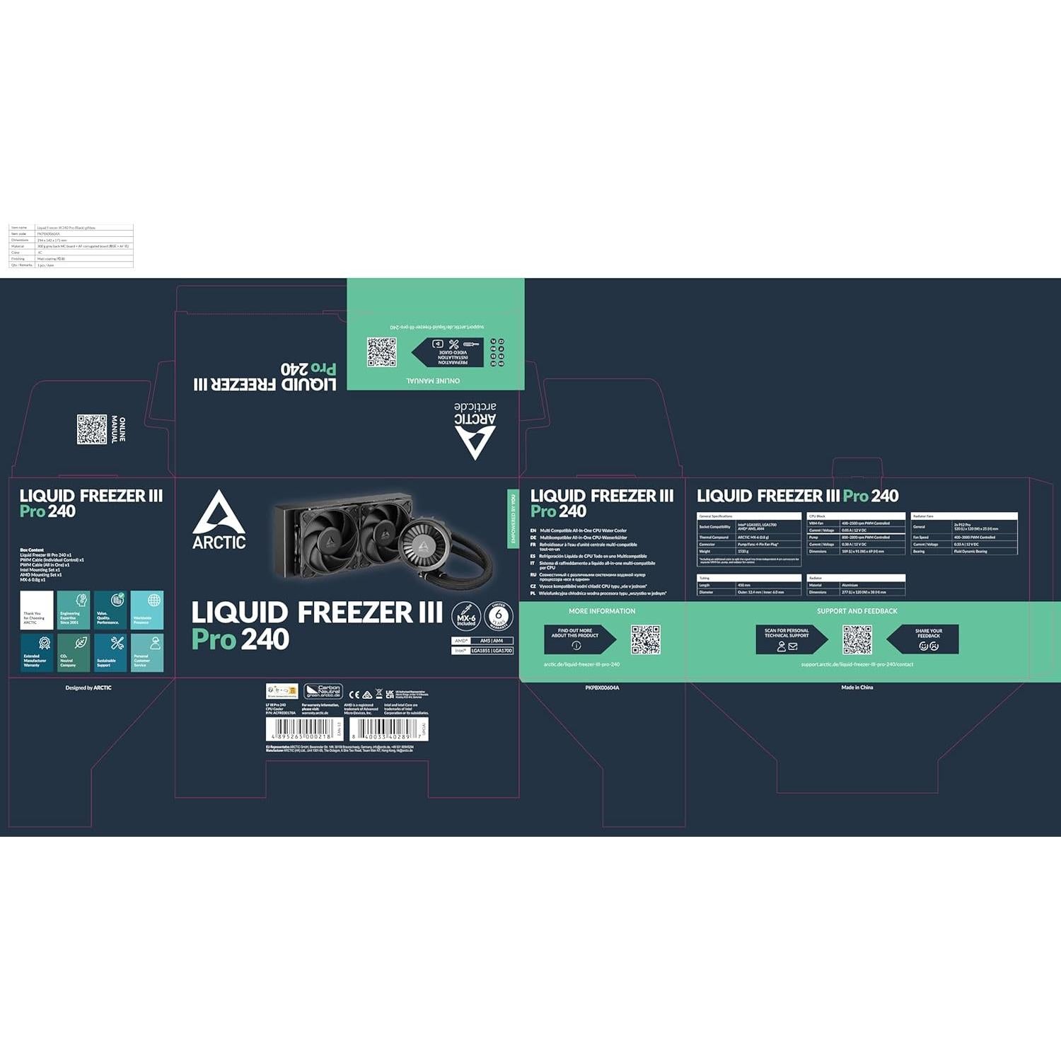 Enfriador de CPU AIO ARCTIC Liquid Freezer III Pro 240 mm - Negro