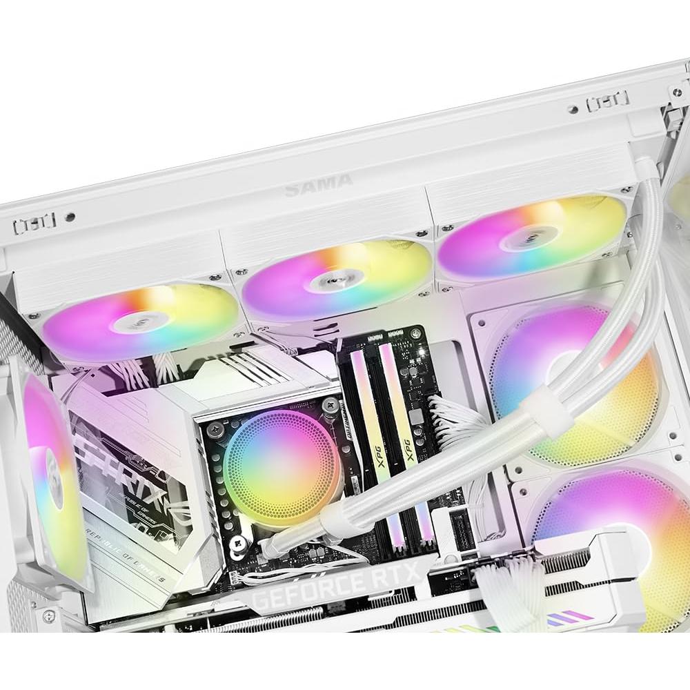 SAMA L60 360mm AIO Liquid CPU Cooler - High-Performance RGB Water Cooling System with 2000 RPM PWM ARGB Fans, Compatible with Intel LGA 1366/115X/2011/1200/1700/1851 & AMD AM4/AM5, White