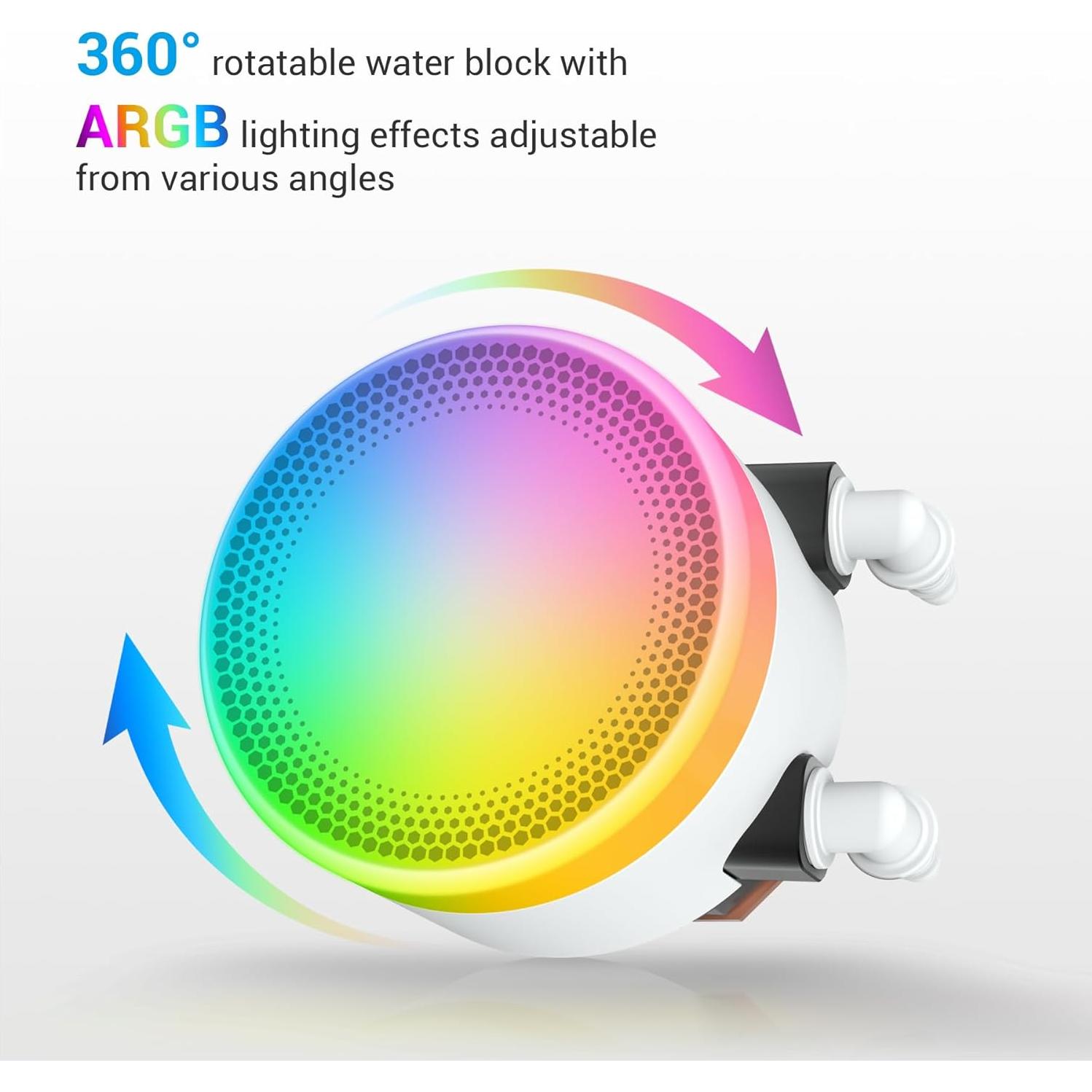 SAMA L60 360mm AIO Liquid CPU Cooler - High-Performance RGB Water Cooling System with 2000 RPM PWM ARGB Fans, Compatible with Intel LGA 1366/115X/2011/1200/1700/1851 & AMD AM4/AM5, White