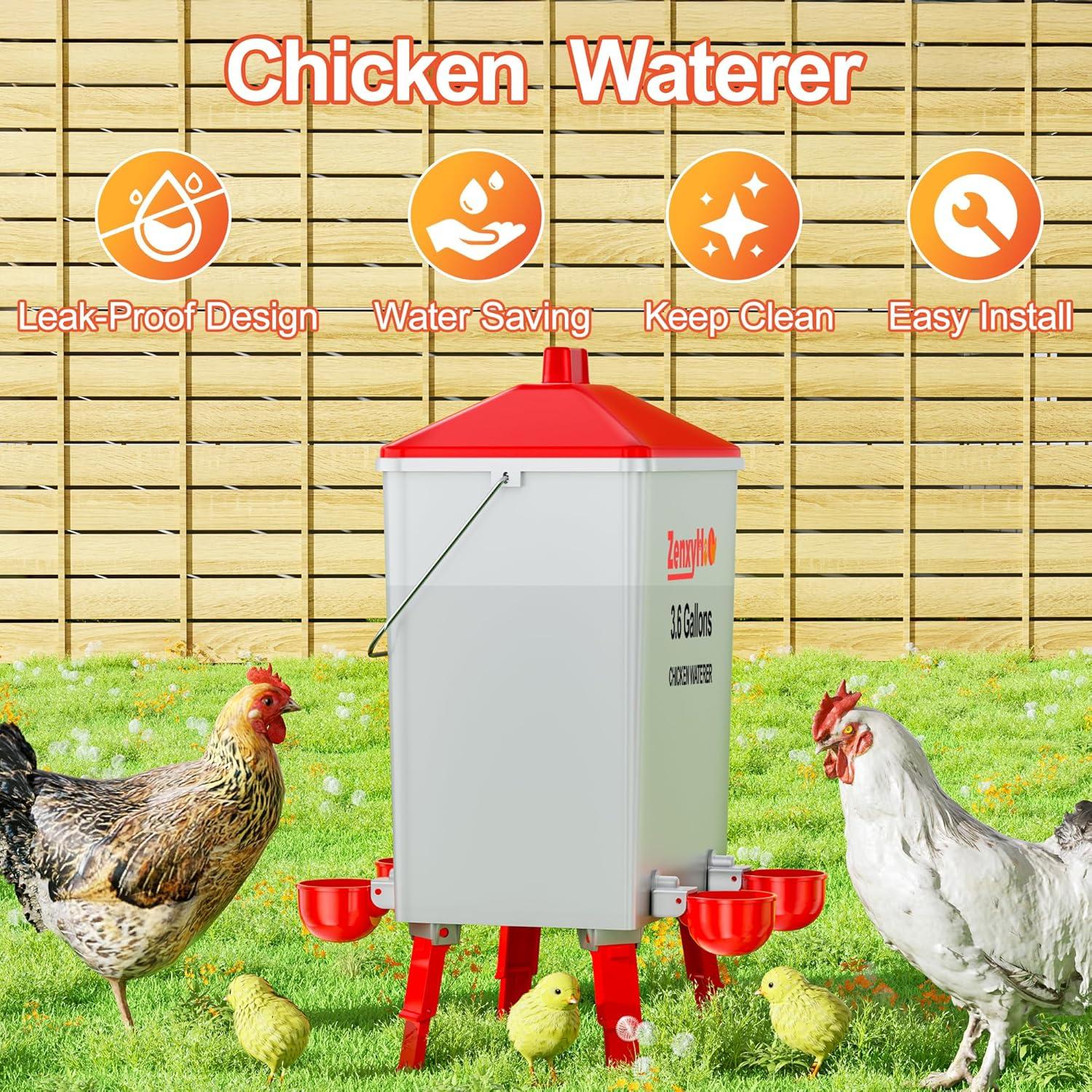 Cubo de Agua Automático ZenxyHoC 3.6 Galones para Pollos