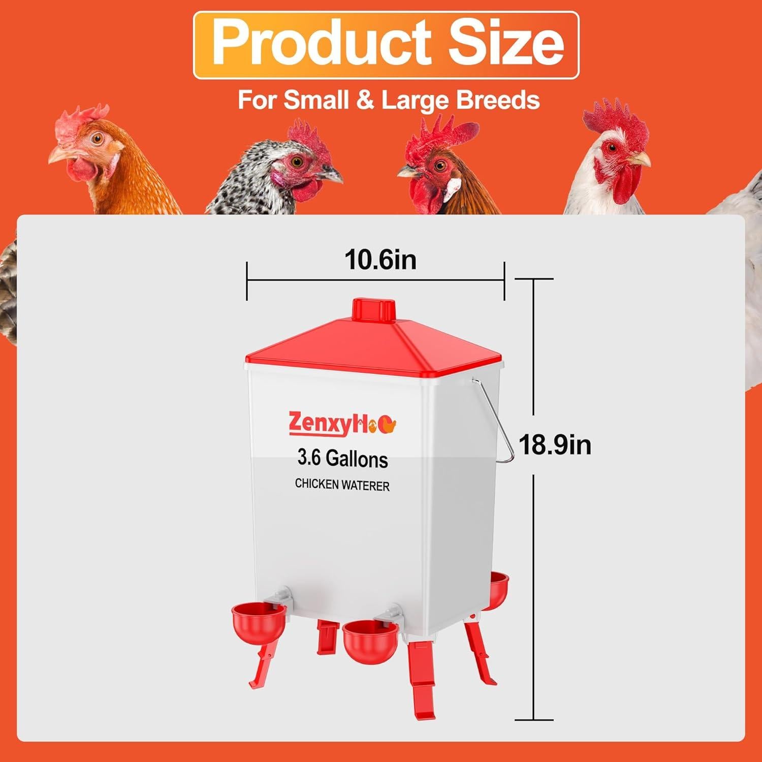 Cubo de Agua Automático ZenxyHoC 3.6 Galones para Pollos