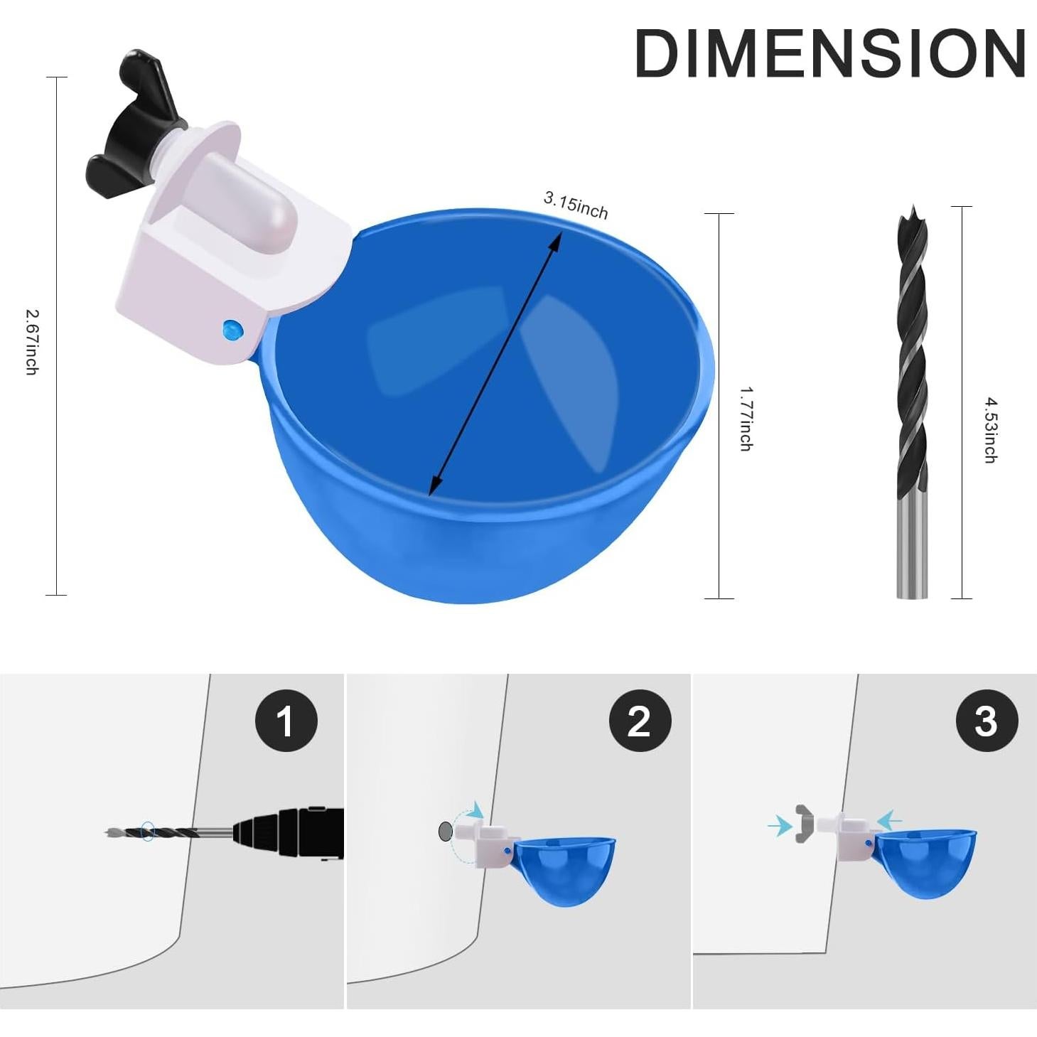 Tazas de Agua Automáticas EOKOICA para Pollos 8 cm
