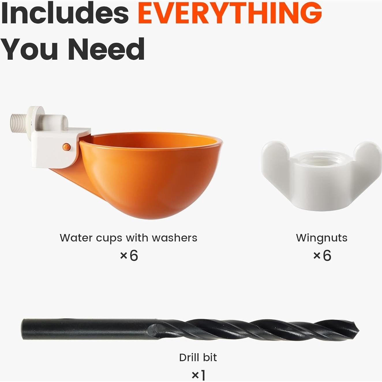 Tazas Automáticas para Agua de Pollos Eggluuz - Paquete de 6