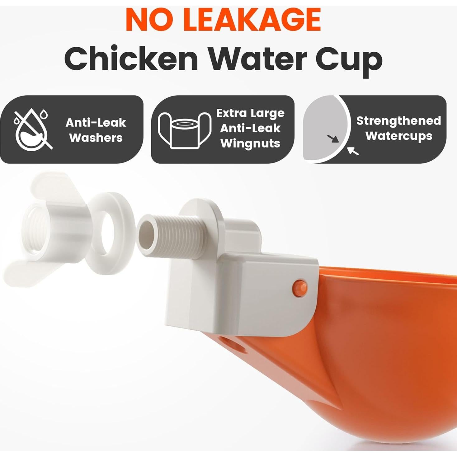 Tazas Automáticas para Agua de Pollos Eggluuz - Paquete de 6