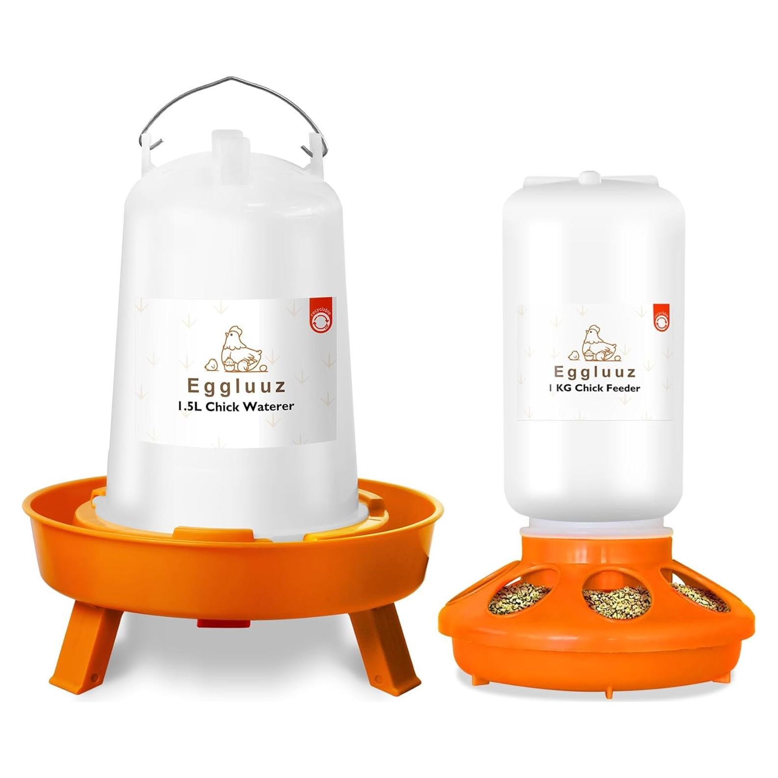 Kit Alimentador y Bebedero Automático Pollitos Eggluuz 1L 1.5L