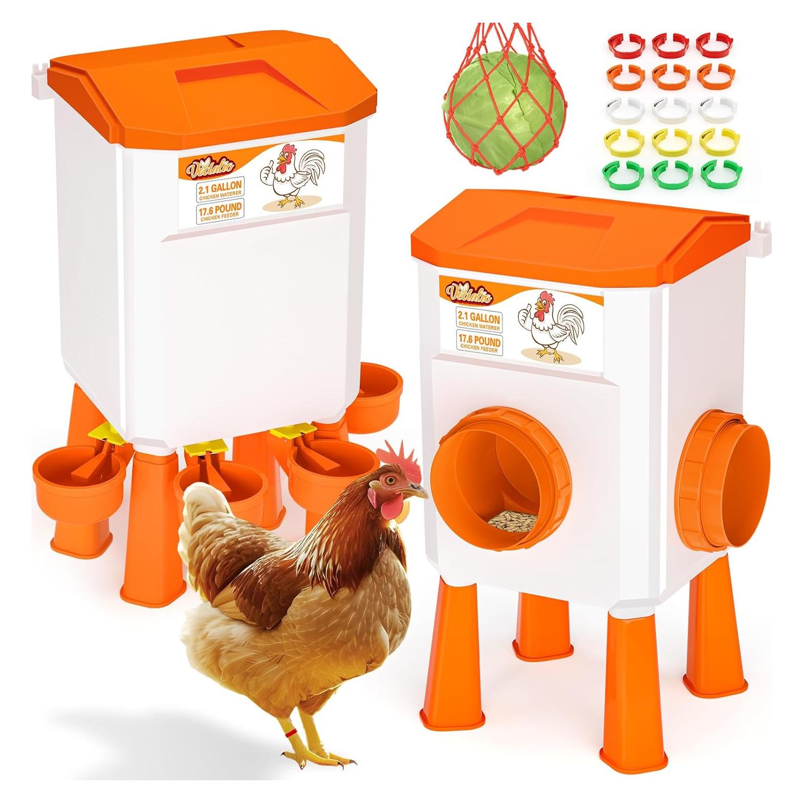 Juego de Comedero y Bebedero Automático para Pollos VEDALIO 2.1 Gal