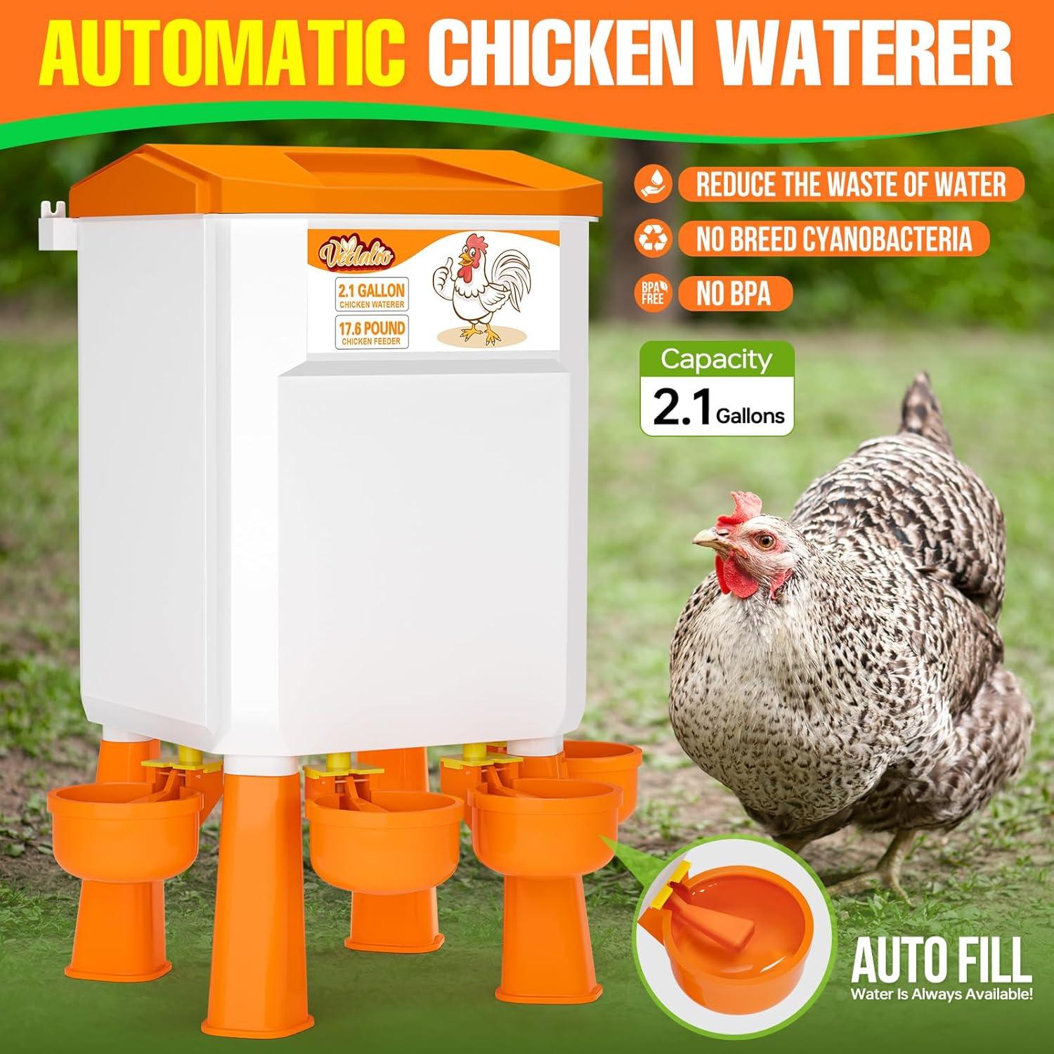 Juego de Comedero y Bebedero Automático para Pollos VEDALIO 2.1 Gal