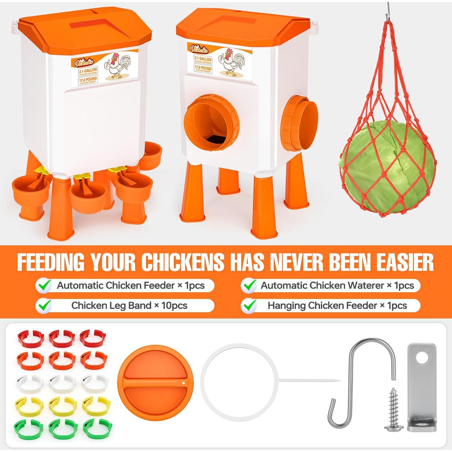 Juego de Comedero y Bebedero Automático para Pollos VEDALIO 2.1 Gal