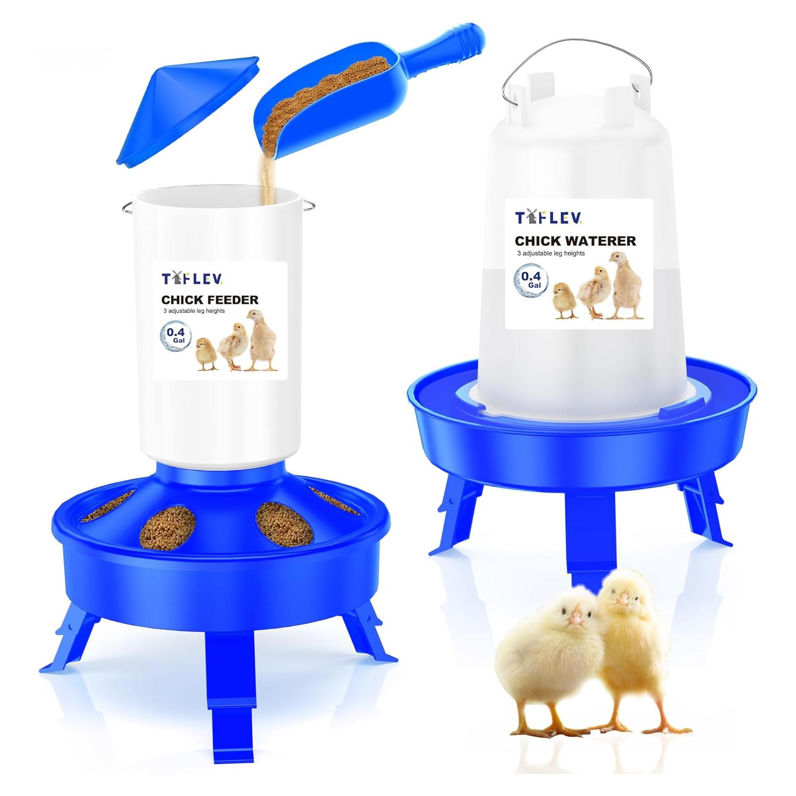 Juego de Alimentador y Bebedero Tiflev para Pollitos 0.4Gal