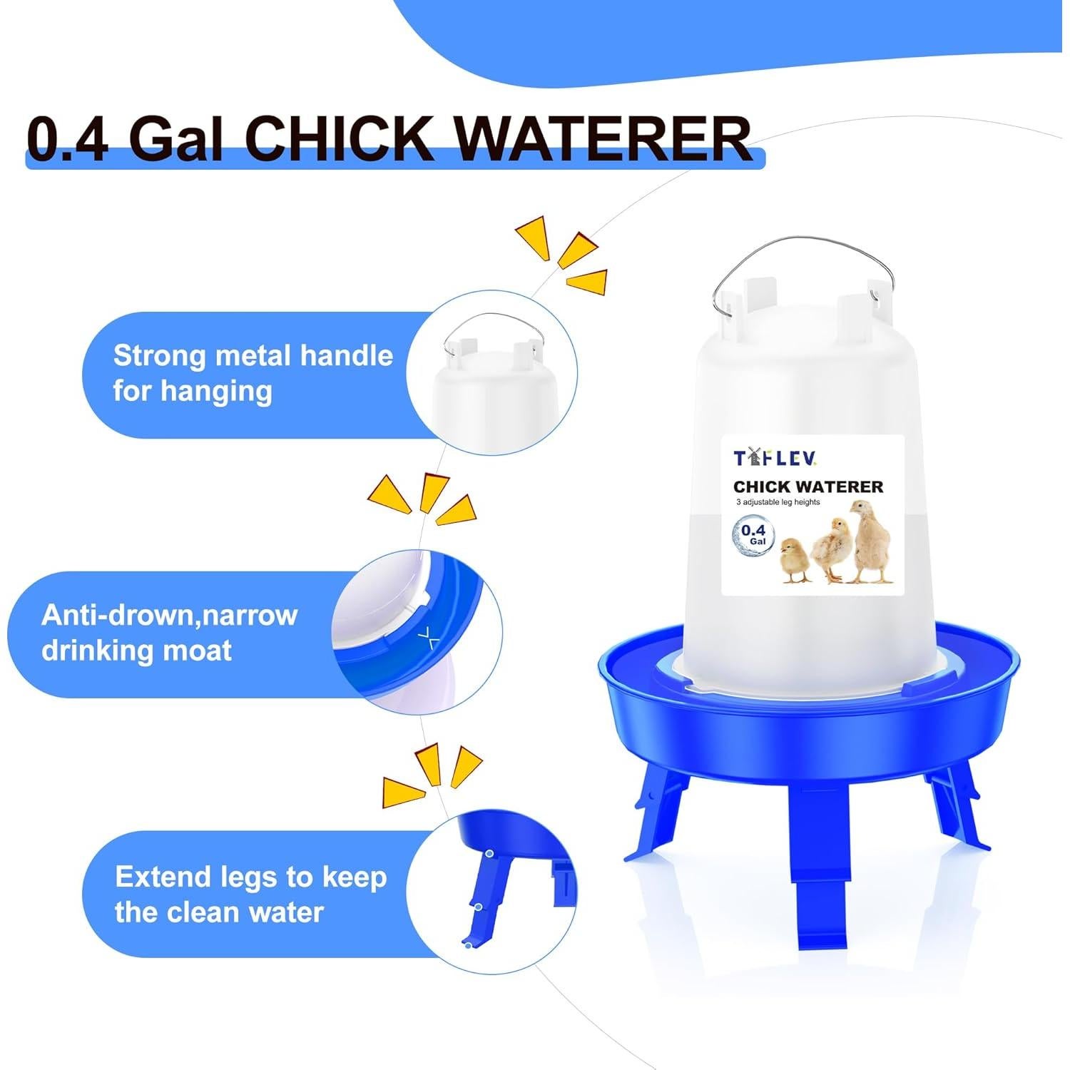 Juego de Alimentador y Bebedero Tiflev para Pollitos 0.4Gal