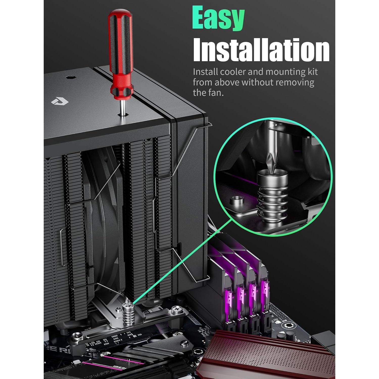 Enfriador de CPU upHere UE2K6 Doble Torre 120mm Negro