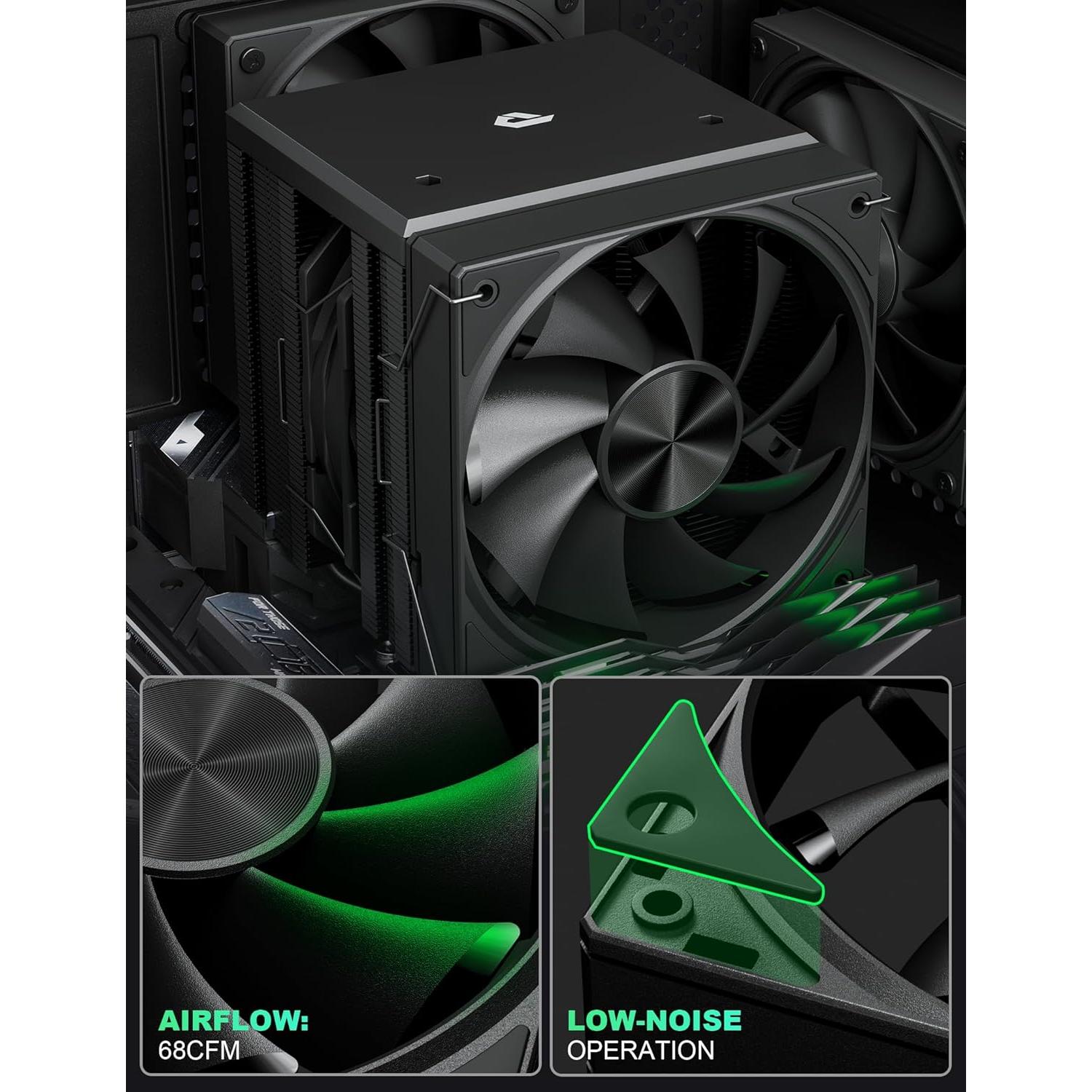 Enfriador de CPU upHere UE2K6 Doble Torre 120mm Negro