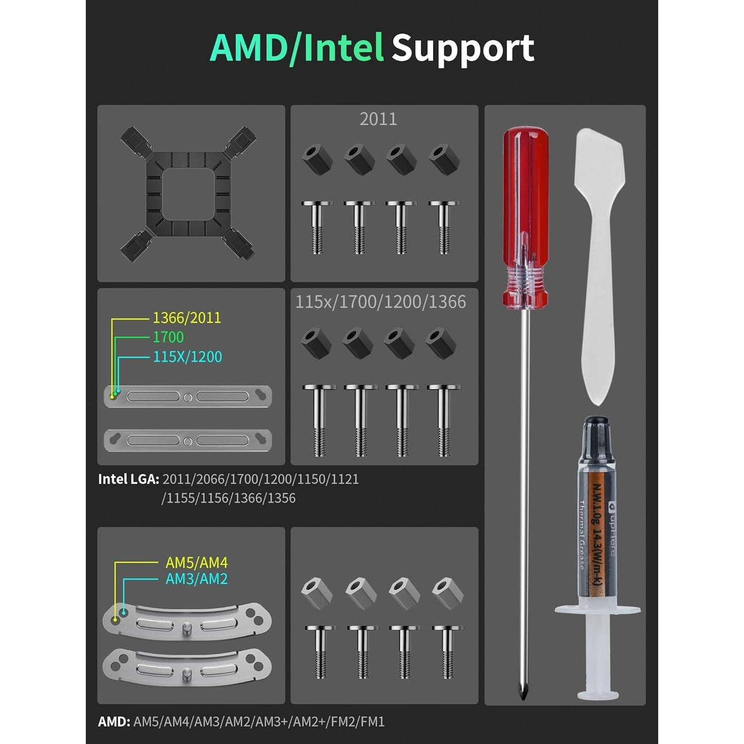 Enfriador de CPU upHere UE2K6 Doble Torre 120mm Negro