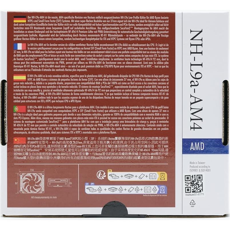 Enfriador de CPU Noctua NH-L9a-AM4 bajo perfil para AMD