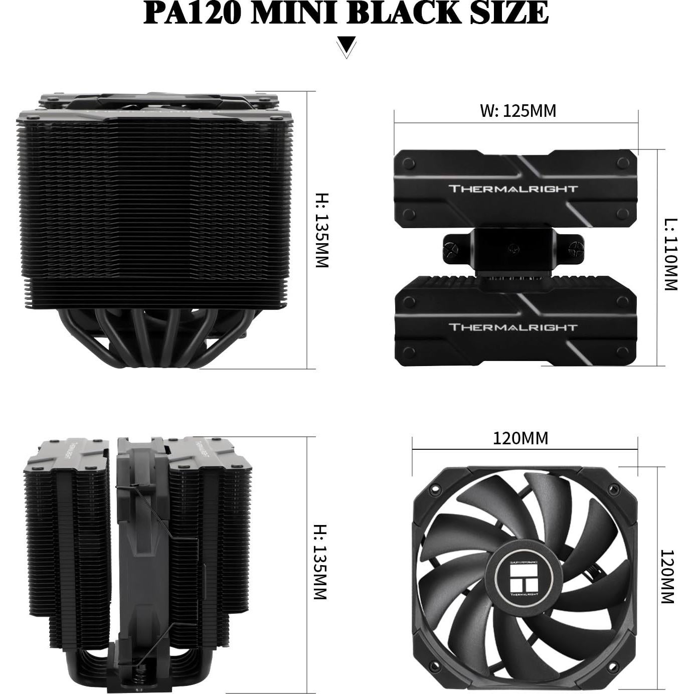 Enfriador de CPU Thermalright PA120 Mini Negro 6 Tubos AGHP
