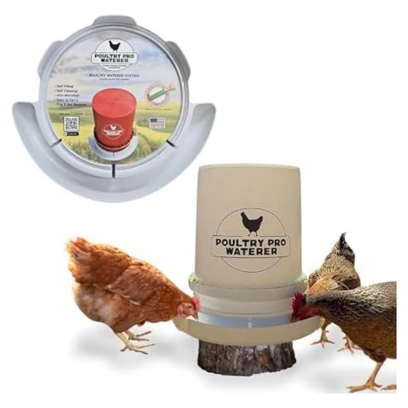 Alimentador de Agua para Aves de Corral 5 Galones PVC Blanco