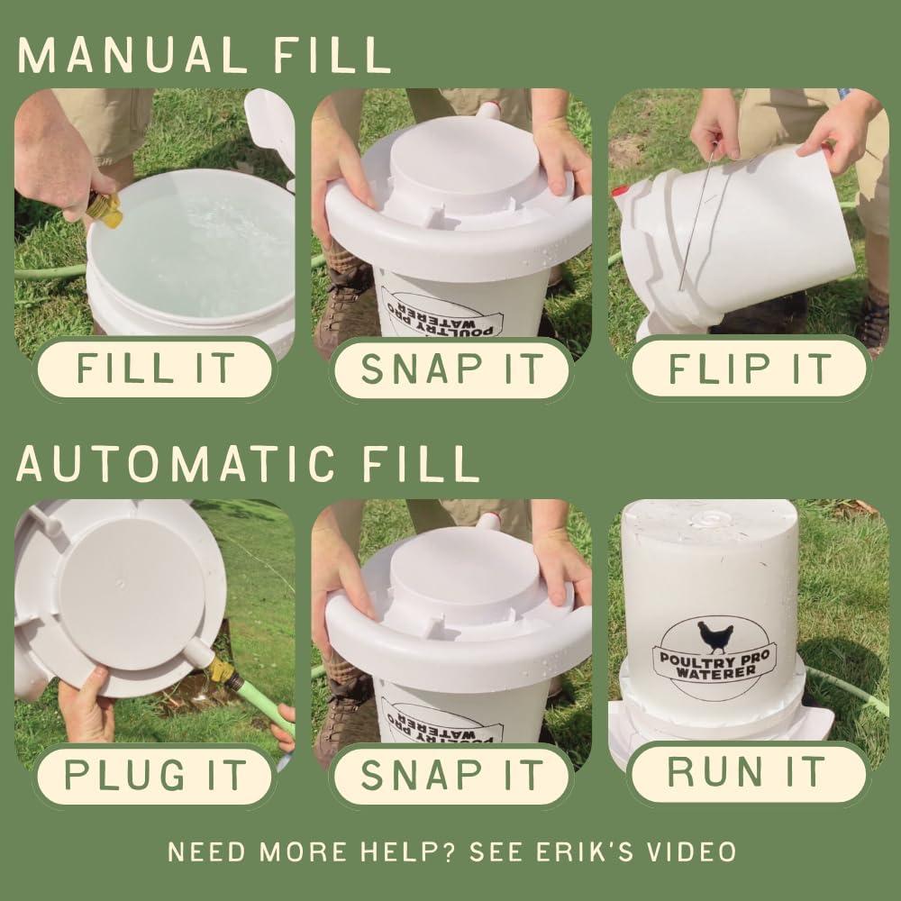 Alimentador de Agua para Aves de Corral 5 Galones PVC Blanco