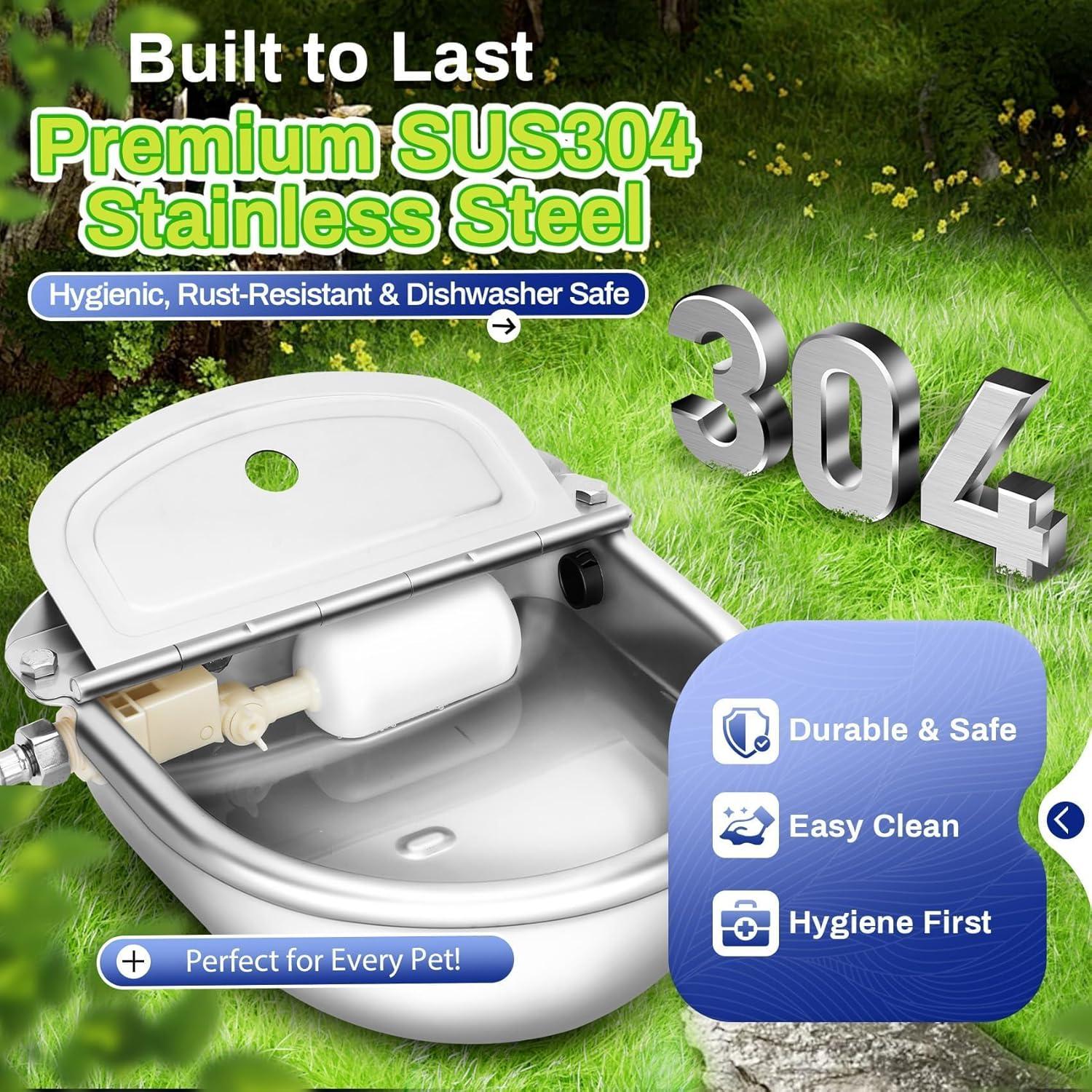 Tazón Automático de Agua Ademon 25x27cm Acero Inoxidable 304