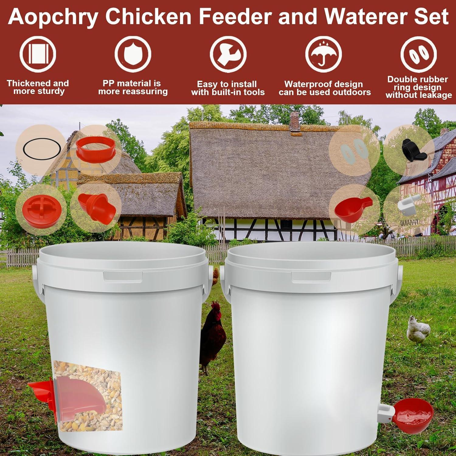 Juego Comedero y Bebedero Automático para Pollos Aopchry 8 Tazas