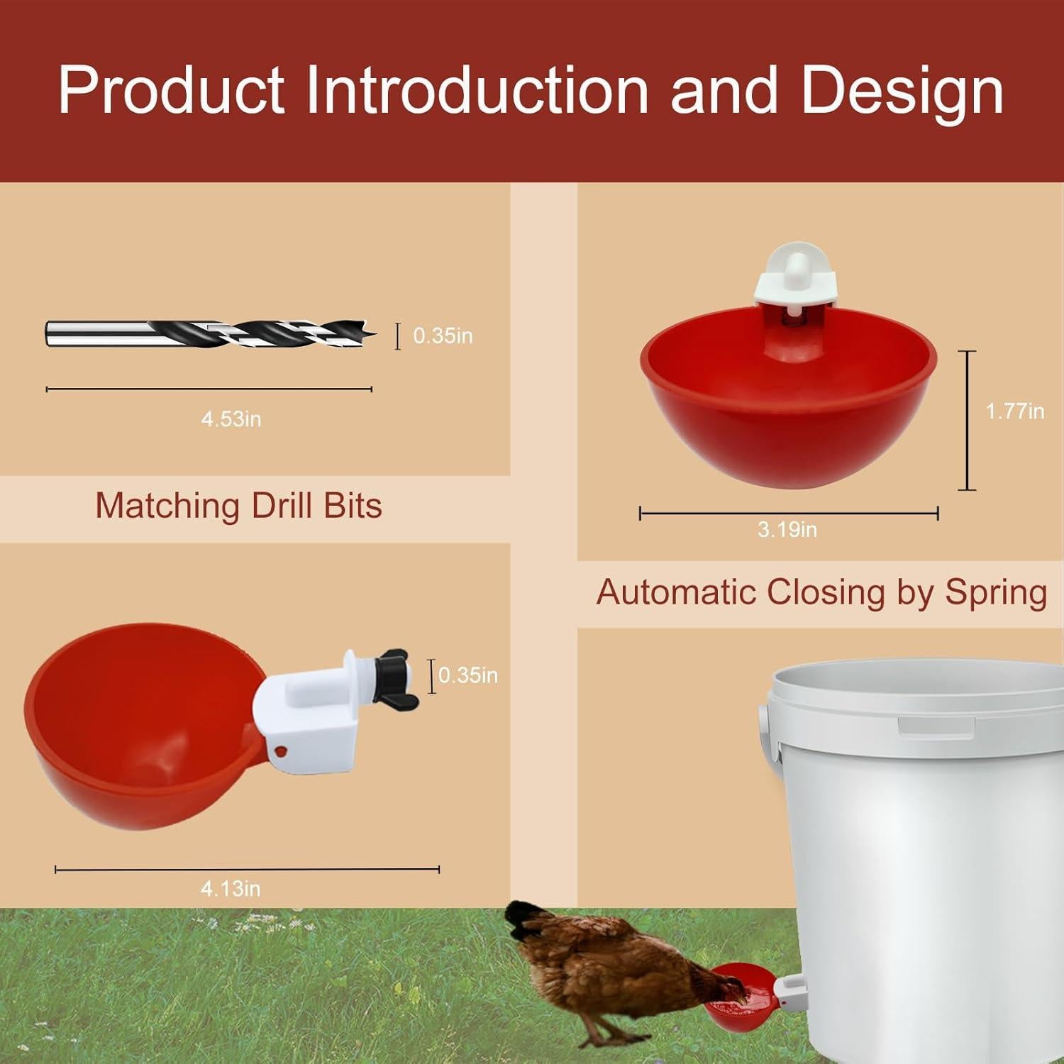 Juego Comedero y Bebedero Automático para Pollos Aopchry 8 Tazas