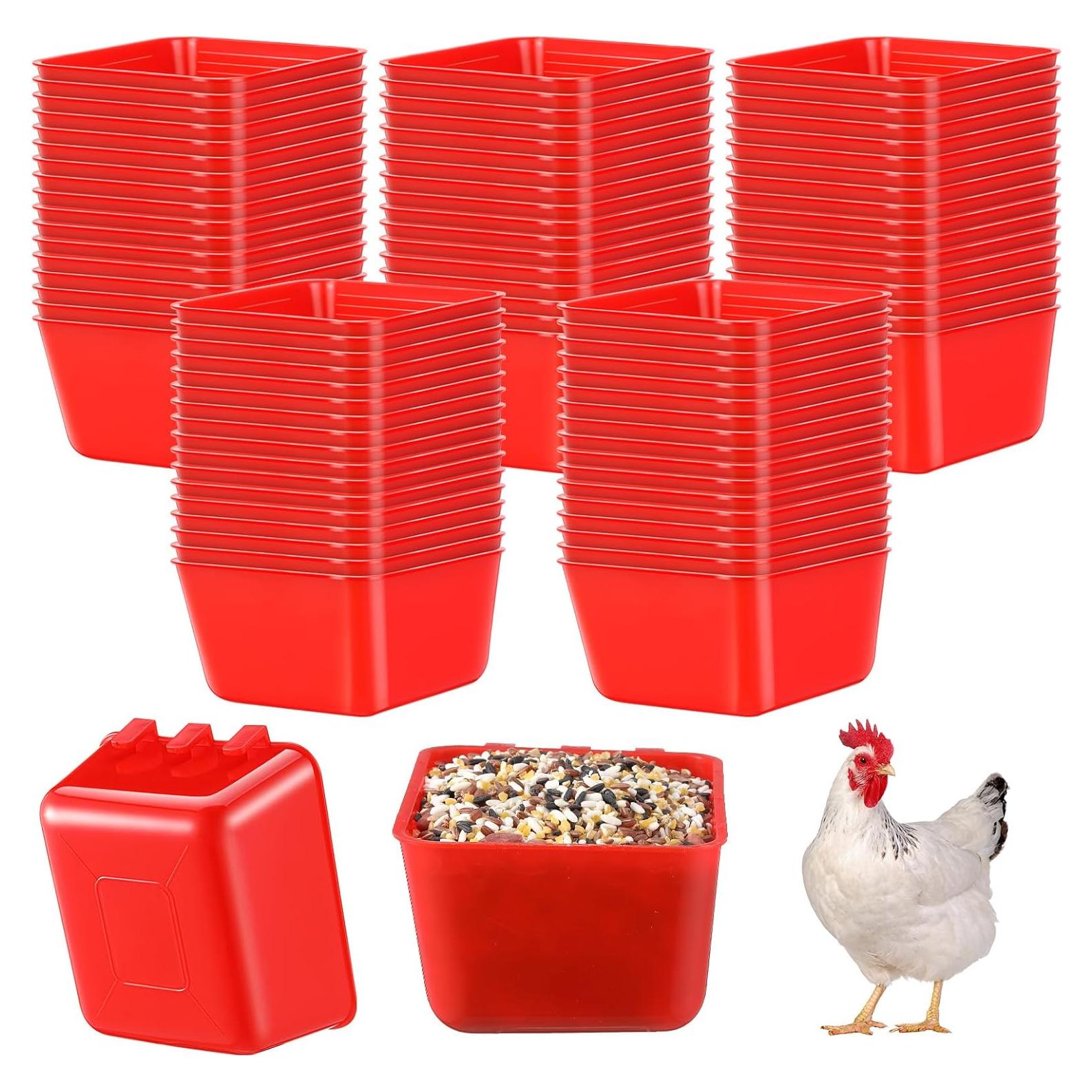 Maxdot 50 Tazas Comedero Colgante para Aves 0.47L Rojo
